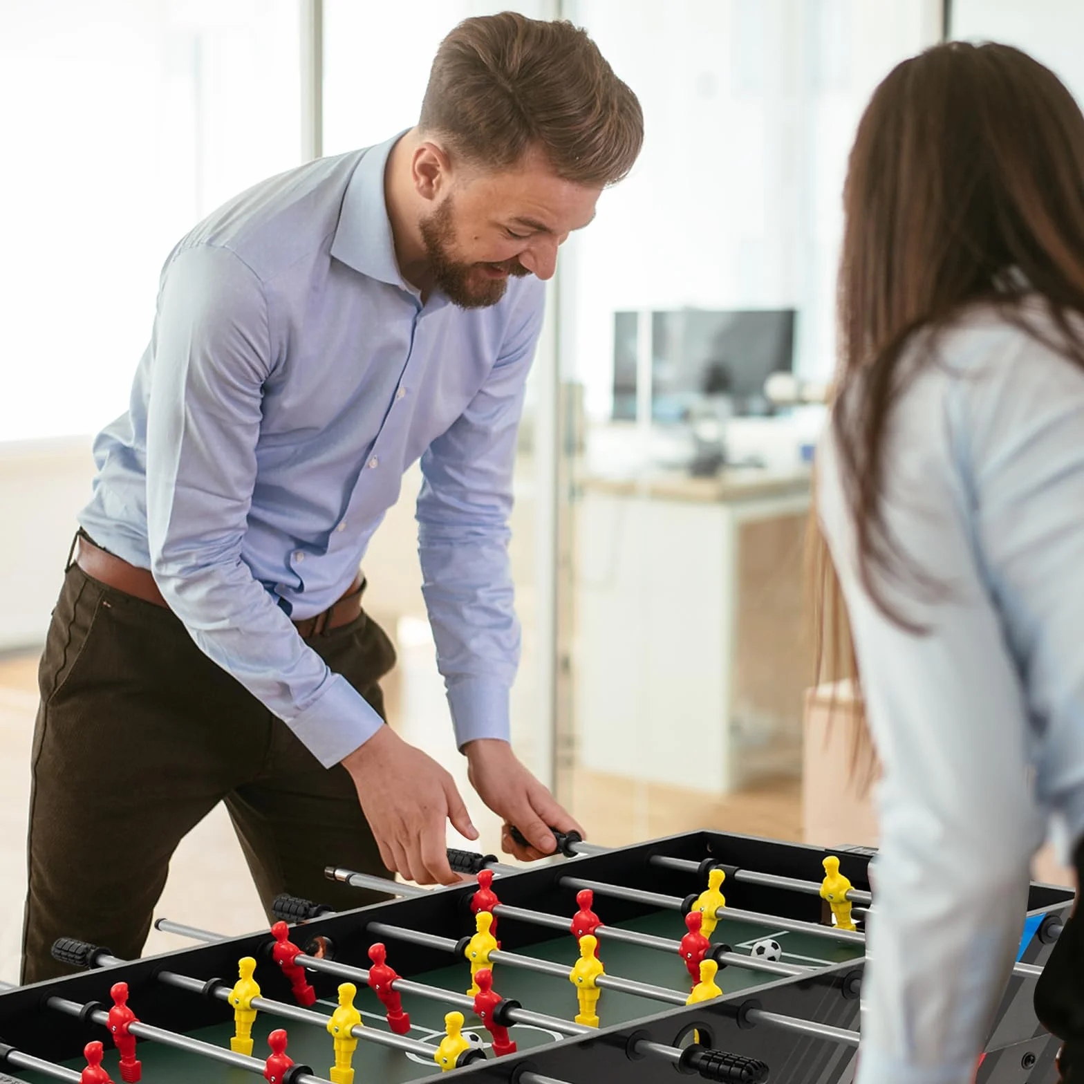 GOPLUS 4 en 1 Juegos de Mesa Adulto y Niño, Mesa Multijuegos de Fútbolin, Hockey, Ping-Pong, Billar, 125 x 97 x 83 cm，2-4 Juegos Interactivos para Hogar, Fiesta, Negro