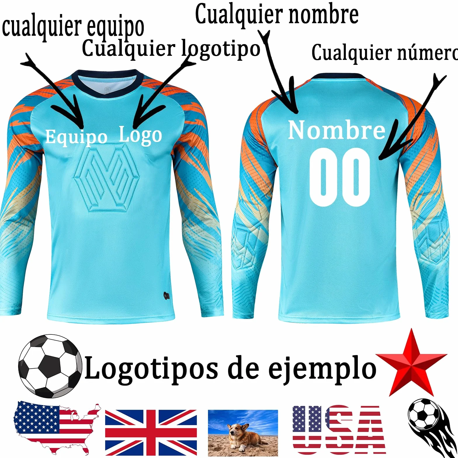 Camiseta de Portero de Fútbol Personalizable + Pantalón Corto