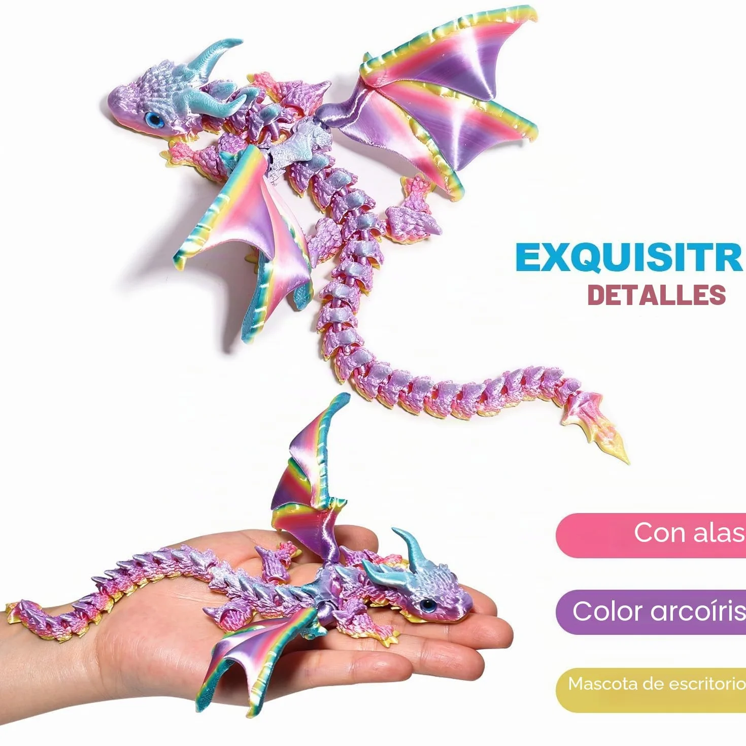 Dragón Articulado con Alas Impreso en 3D – Fidget spinner Flamewing, juguete de Cómo entrenar tu dragón, Dragon Juguete Flexible con Articulaciones Móviles, Decoración Hogar y Oficina, Regalo Navidad