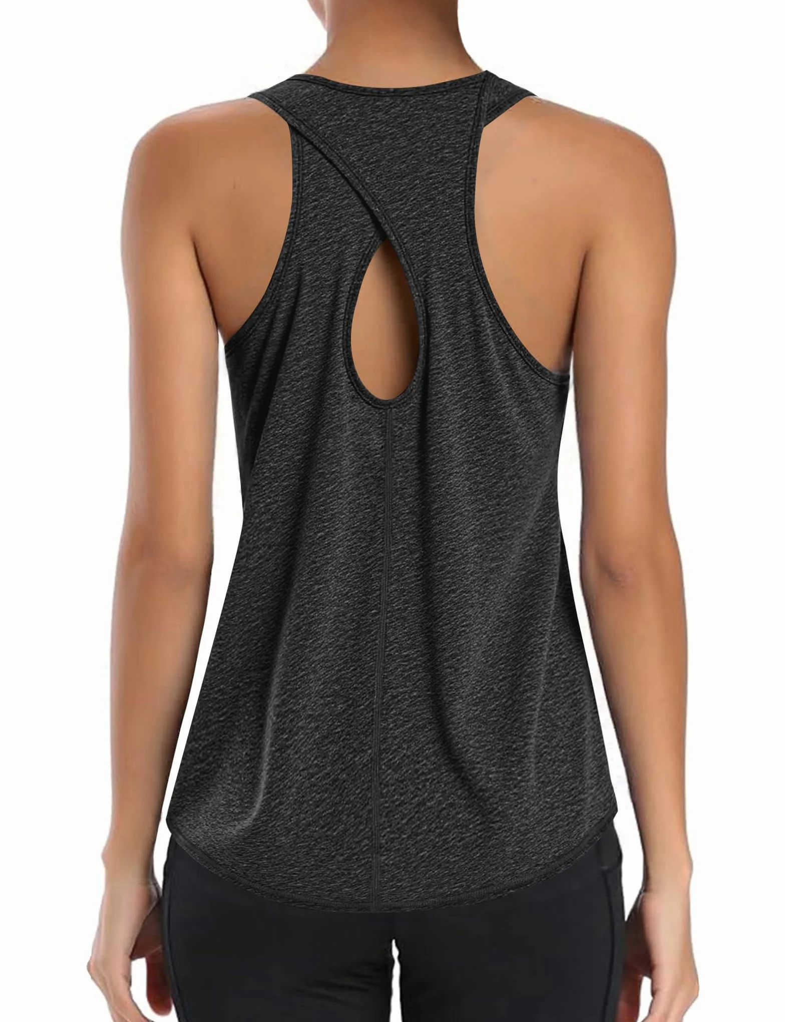 Gyabnw Camiseta Tirantes Mujer Deportiva Sin Mangas Ligero Transpirable Tops Yoga Fitness Correr Cuello Redondo Espalda Abierta