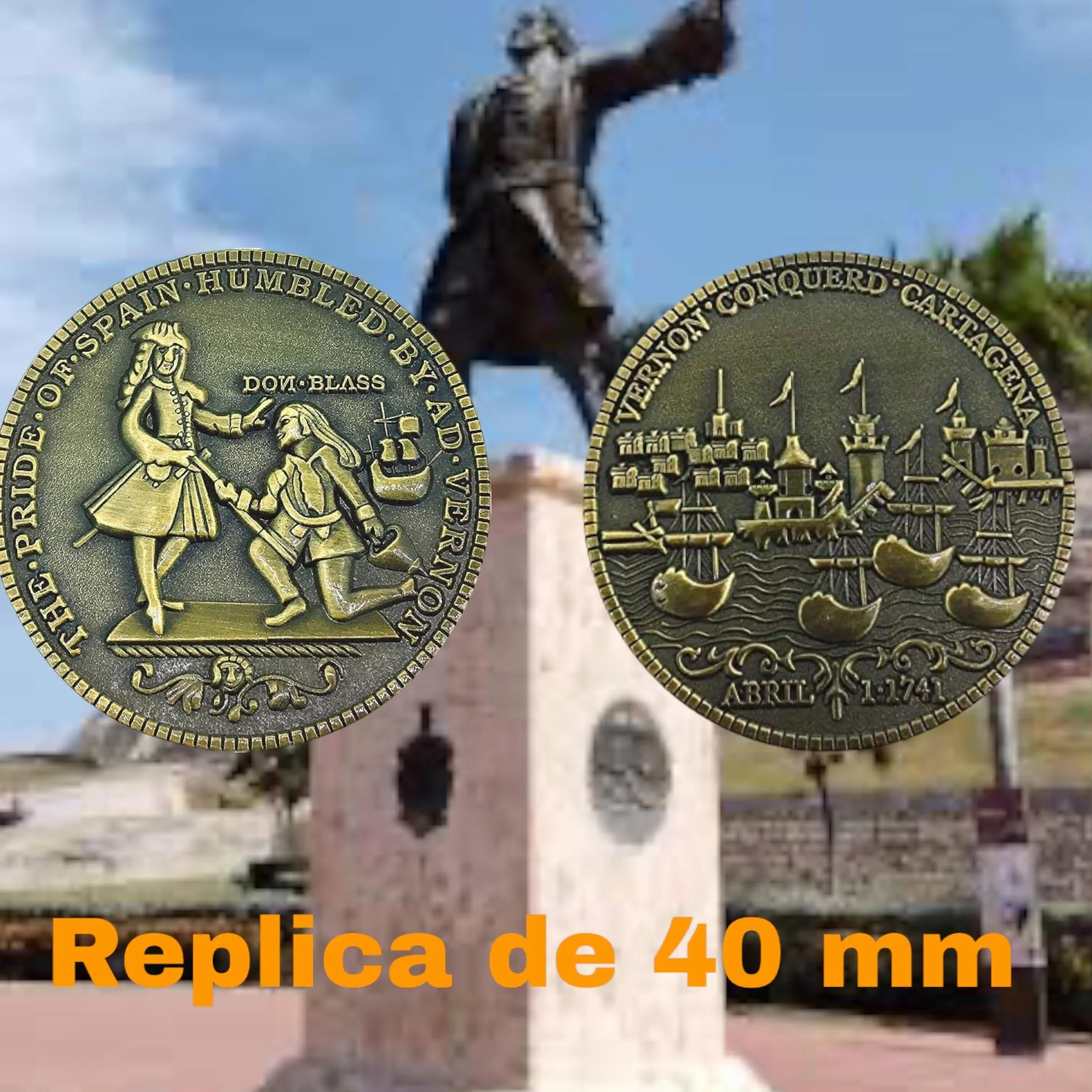 Moneda Blas de Lezo Replica Original 1741 | Monedas Coleccionables Únicas Para Regalos Exclusivos y Originales o Para Coleccionistas | Hobbies, Entretenimiento Para Todas Las Edades