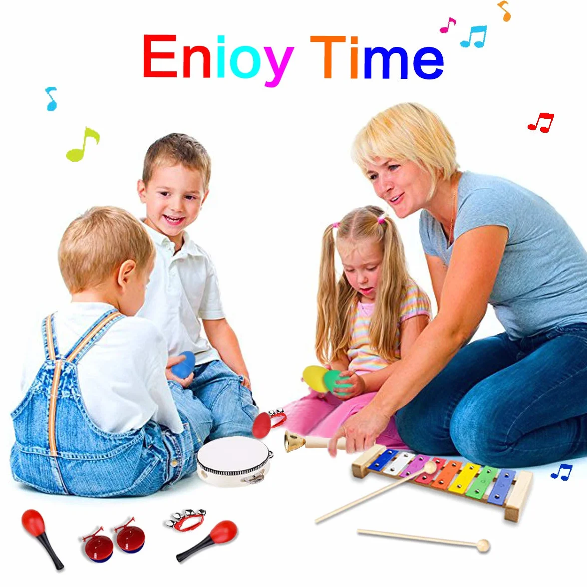 Instrumentos Musicales para Infantil, ULIFEME 24 Piezas Juguetes Músicales de Percusion para Bebes, Xilófono Madera Set de Instrumentos Musicales para Niños Juegos Musical con Una Bolsa de Transporte