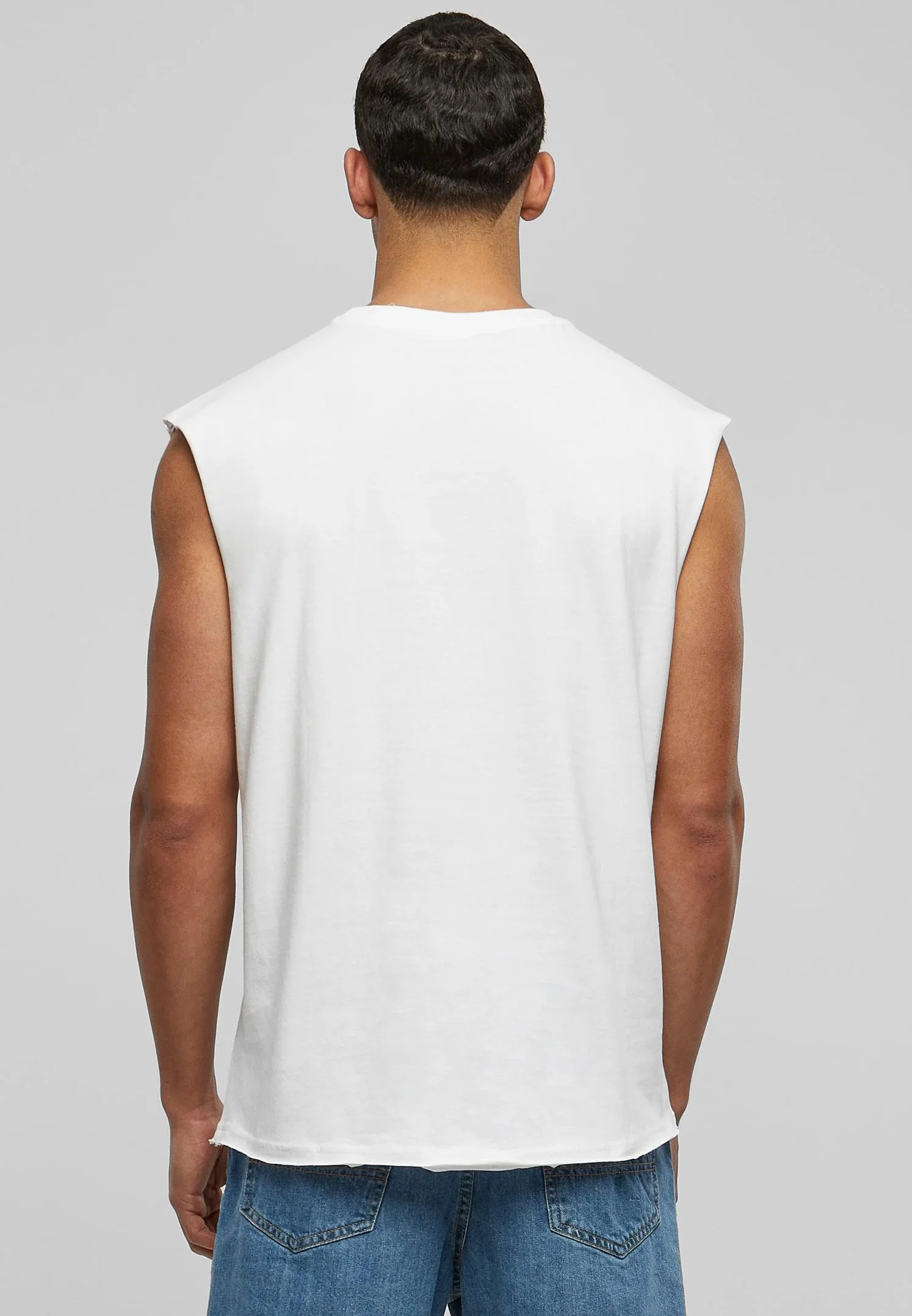 Urban Classics Open Edge Sleeveless Tee Hombre Camiseta Negro