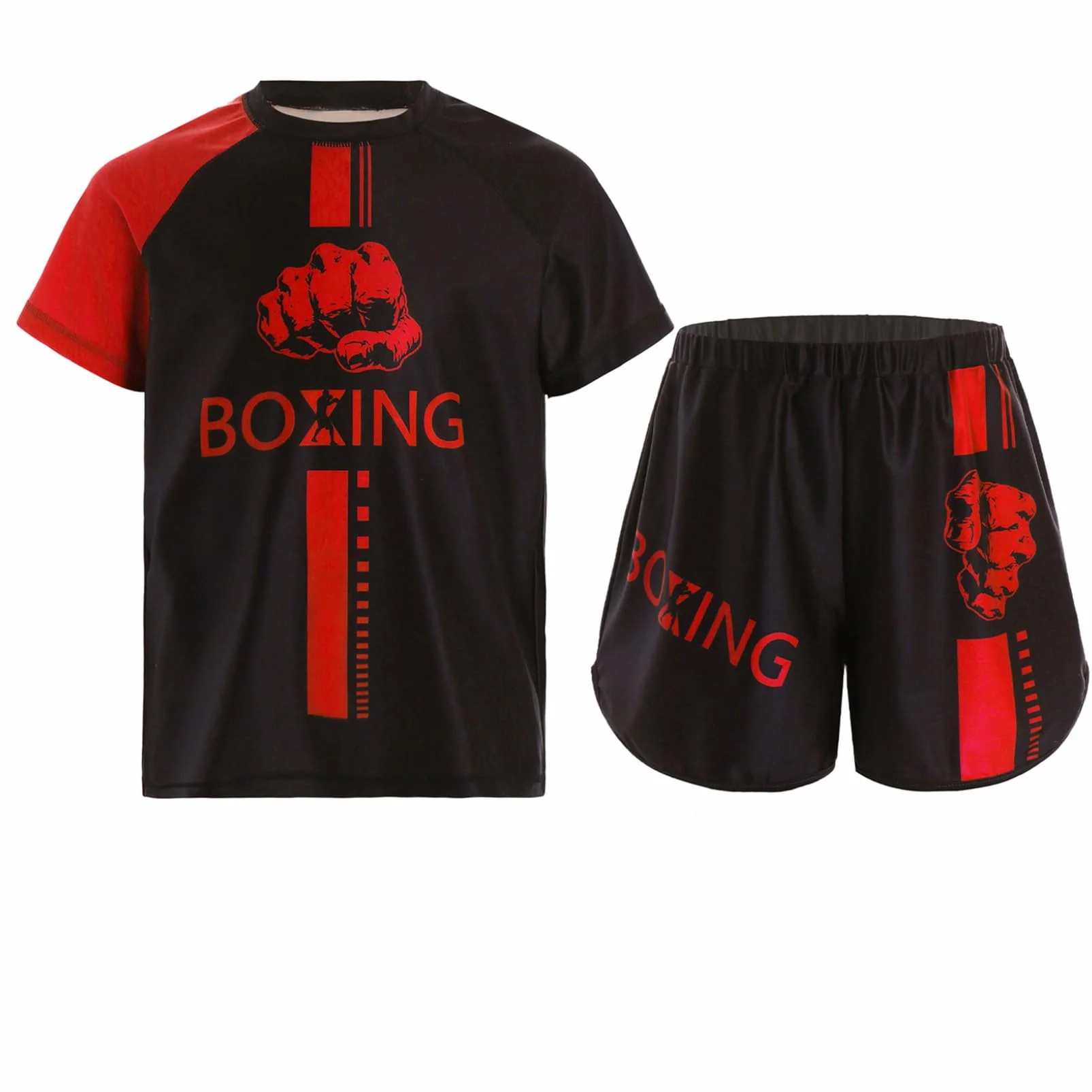Conjunto Muay Thai Camiseta Pantalones cortos Boxeo MMA Kickboxing Entrenamiento 5-16 Años