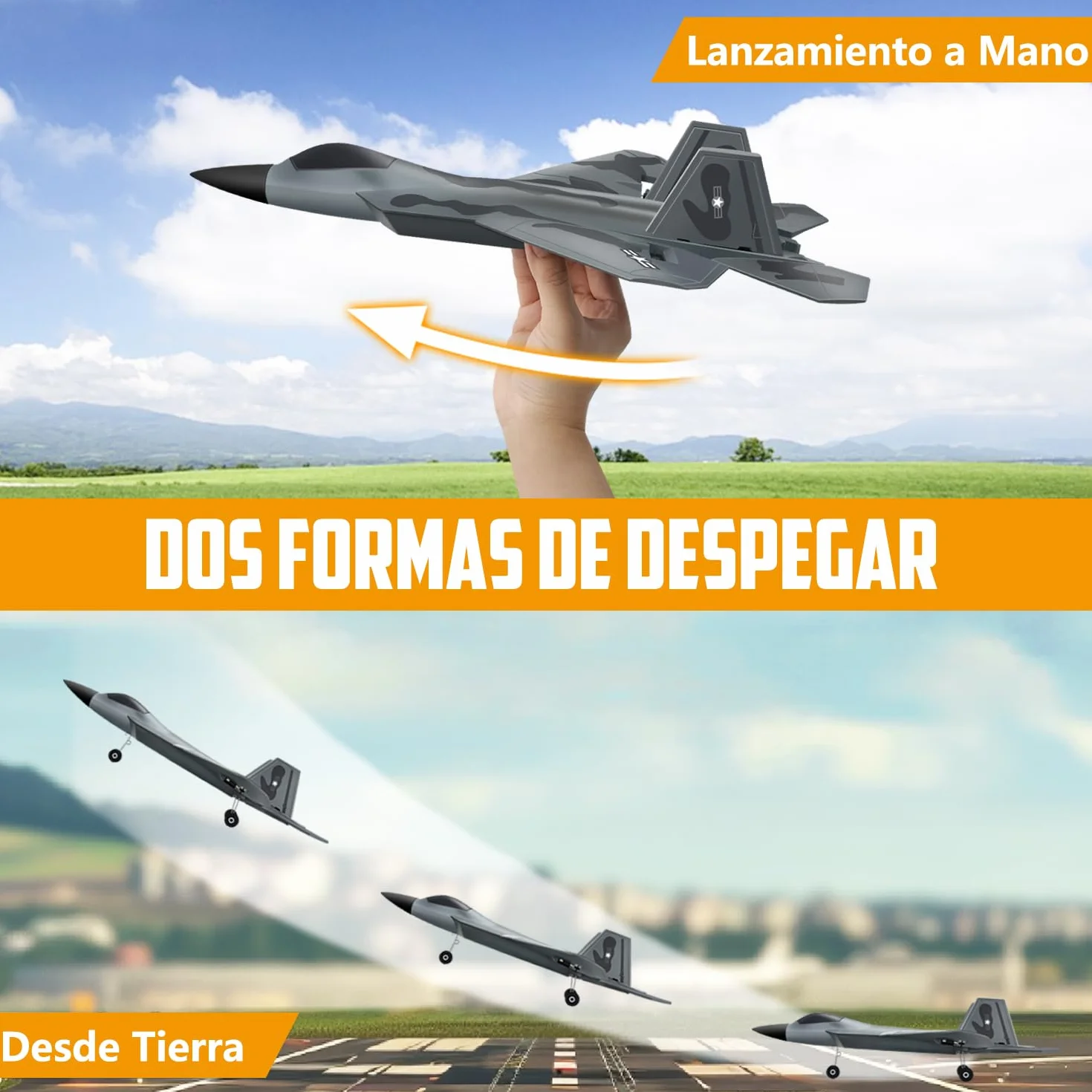 HAWK'S WORK F22 Avión RC 2.4GHz, Control Remoto 2 CH, Fácil de Aprender para Niños y Novatos