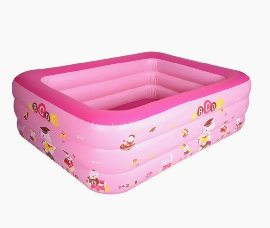 Piscina Hinchable Piscina Inflable Piscina Infantil Jugar En El Agua Centro De Natación Piscinas Juguetes Al Aire Libre Juego sobre El Suelo Piscina para Exteriores(Pink,135 * 85 * 50cm)