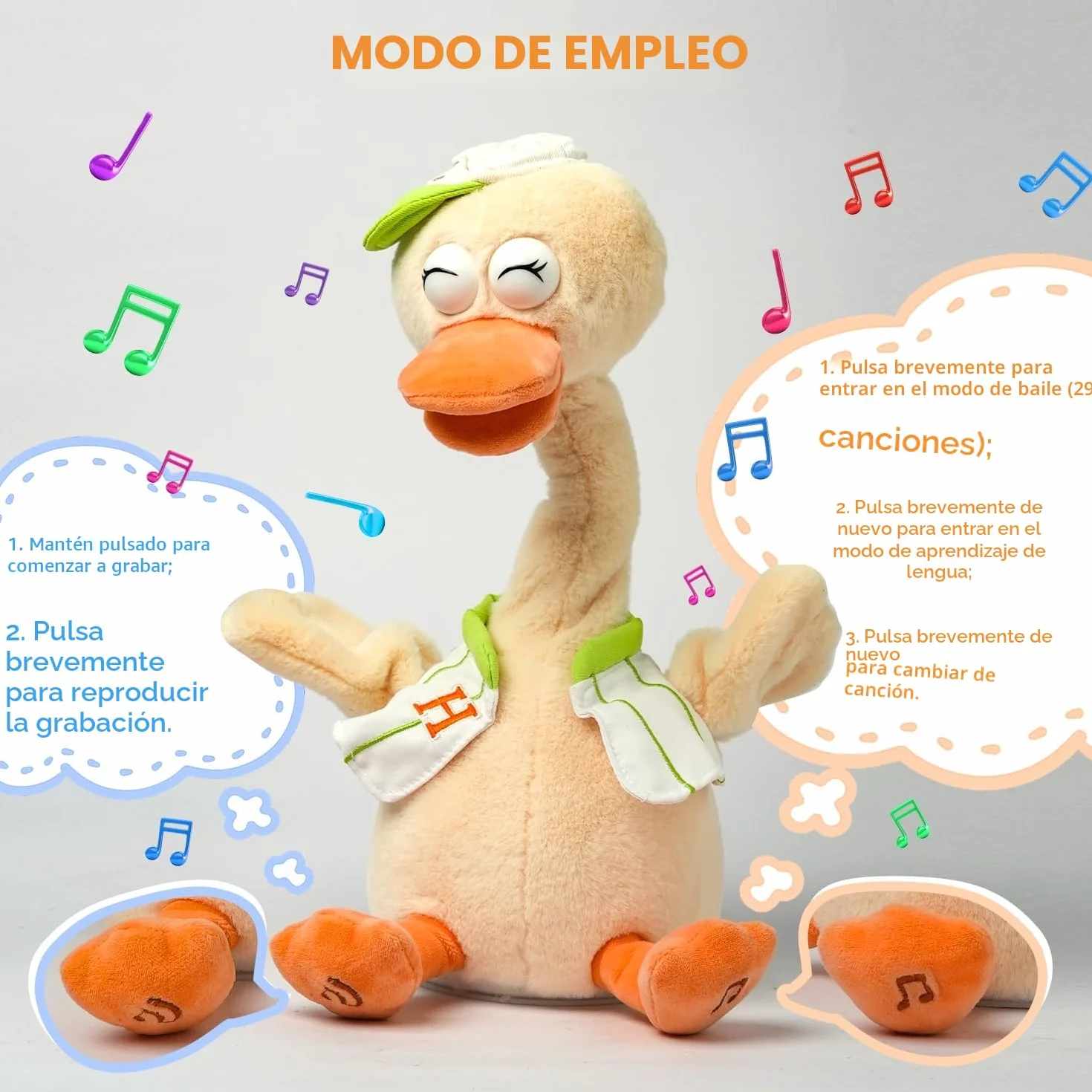 Juguete de pato parlante que imita imágenes de peluche e interactivo, que repite lo que dices, peluches sacudiendo el cuello, muñeca parlante
