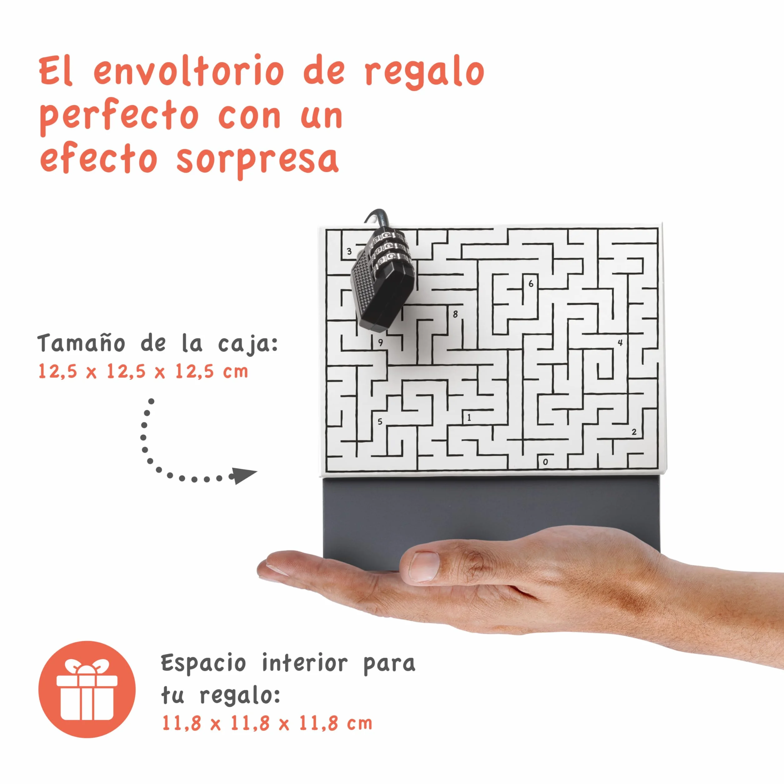 SURPRISA Caja de regalo, caja de rompecabezas, embalaje de regalo para vales, rompecabezas de laberinto, tamaño S (12 cm)