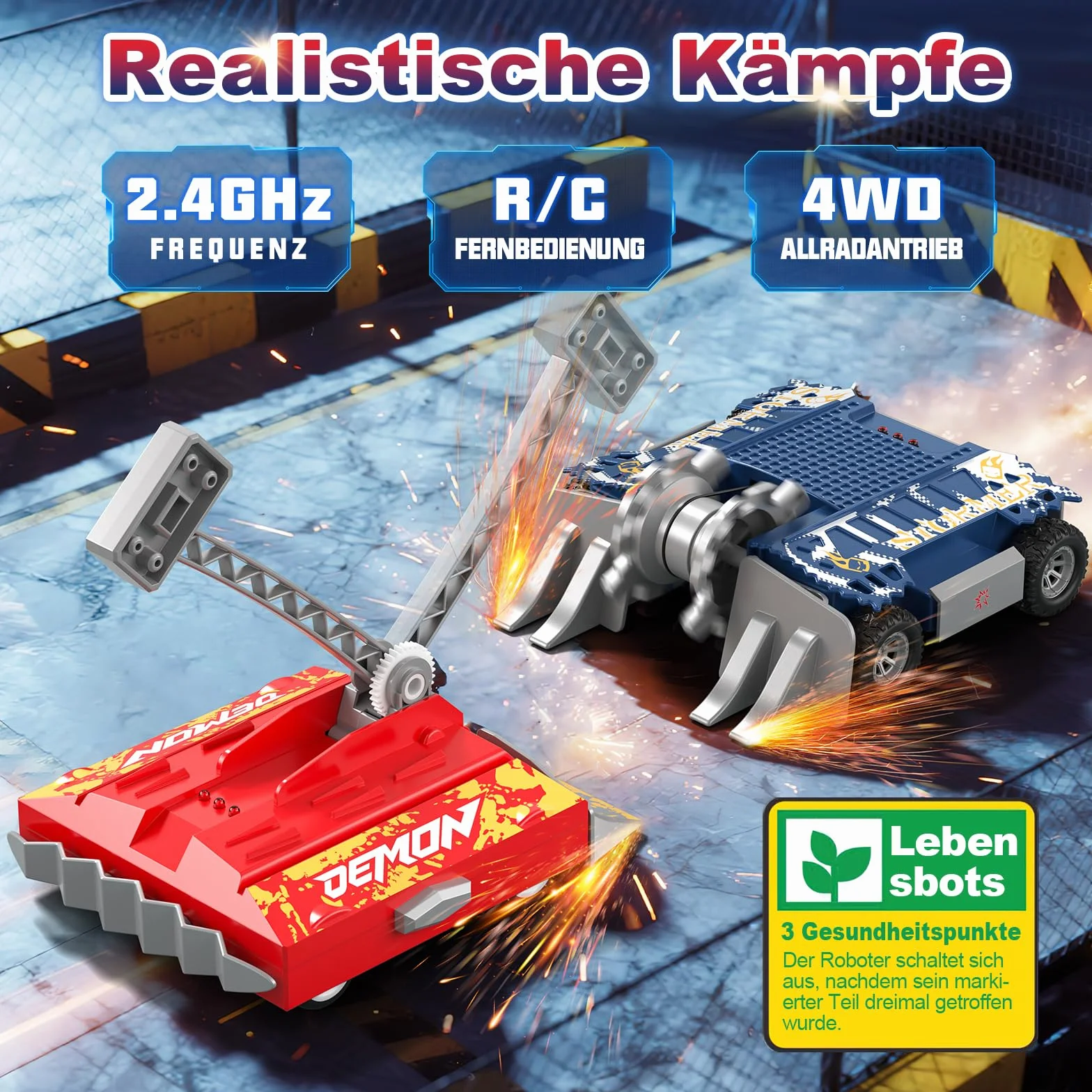 Sunrad BattleBots Arena MAX, juego de robot multijugador para niños, juguete de control remoto, para niños y niñas de 8 años