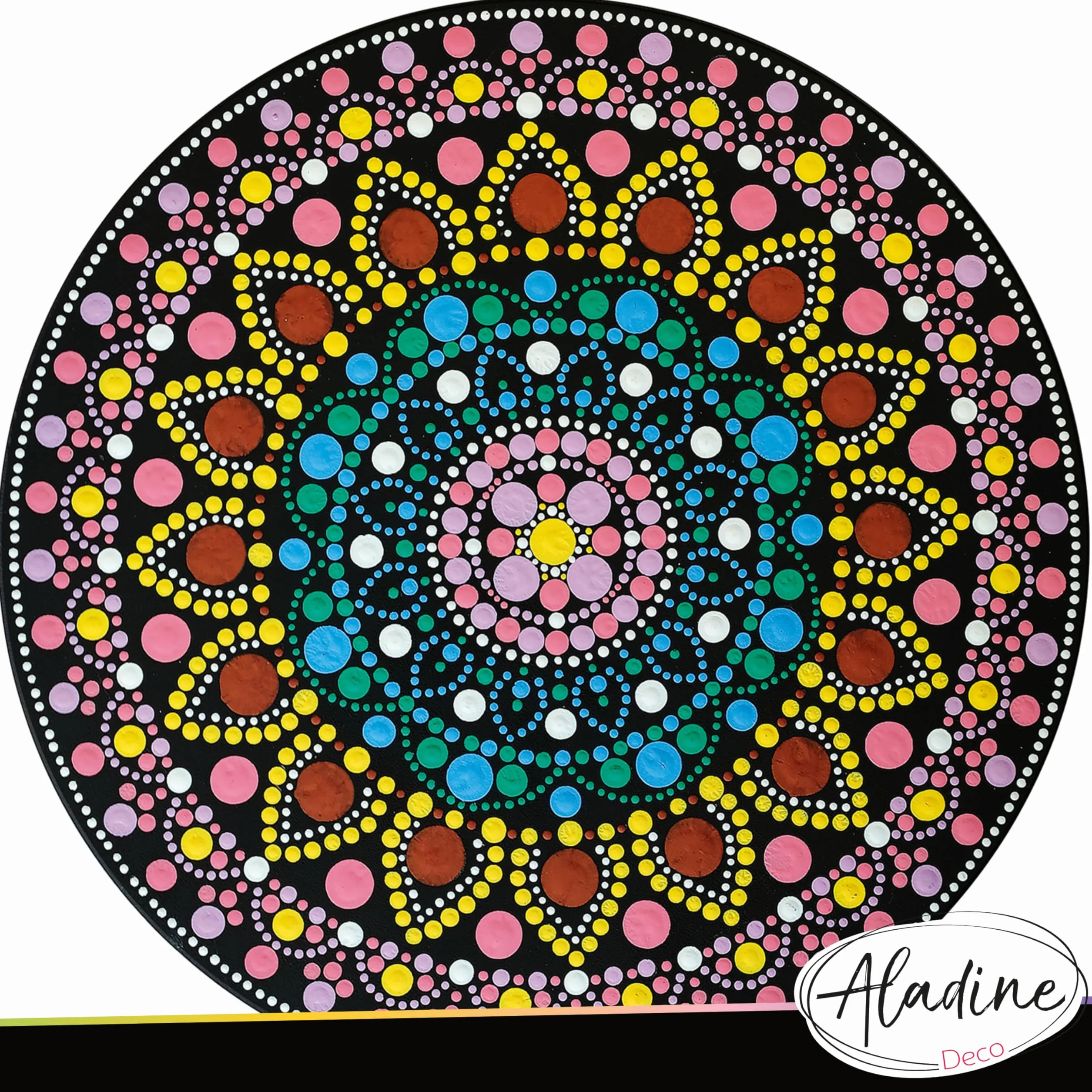 Aladine 85505 - Kit de mandala, 30 cm, diseño de mandala y soporte de madera