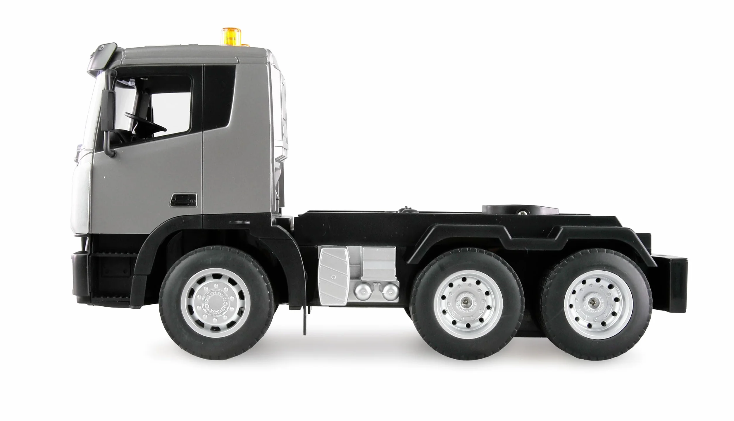 Amewi Juego de camión 2 en 1 con camión de Carga Baja y Excavadora 1:24 RTR teledirigido RC Obras para niños de 8 años, Color Antracita, Negro y Amarillo