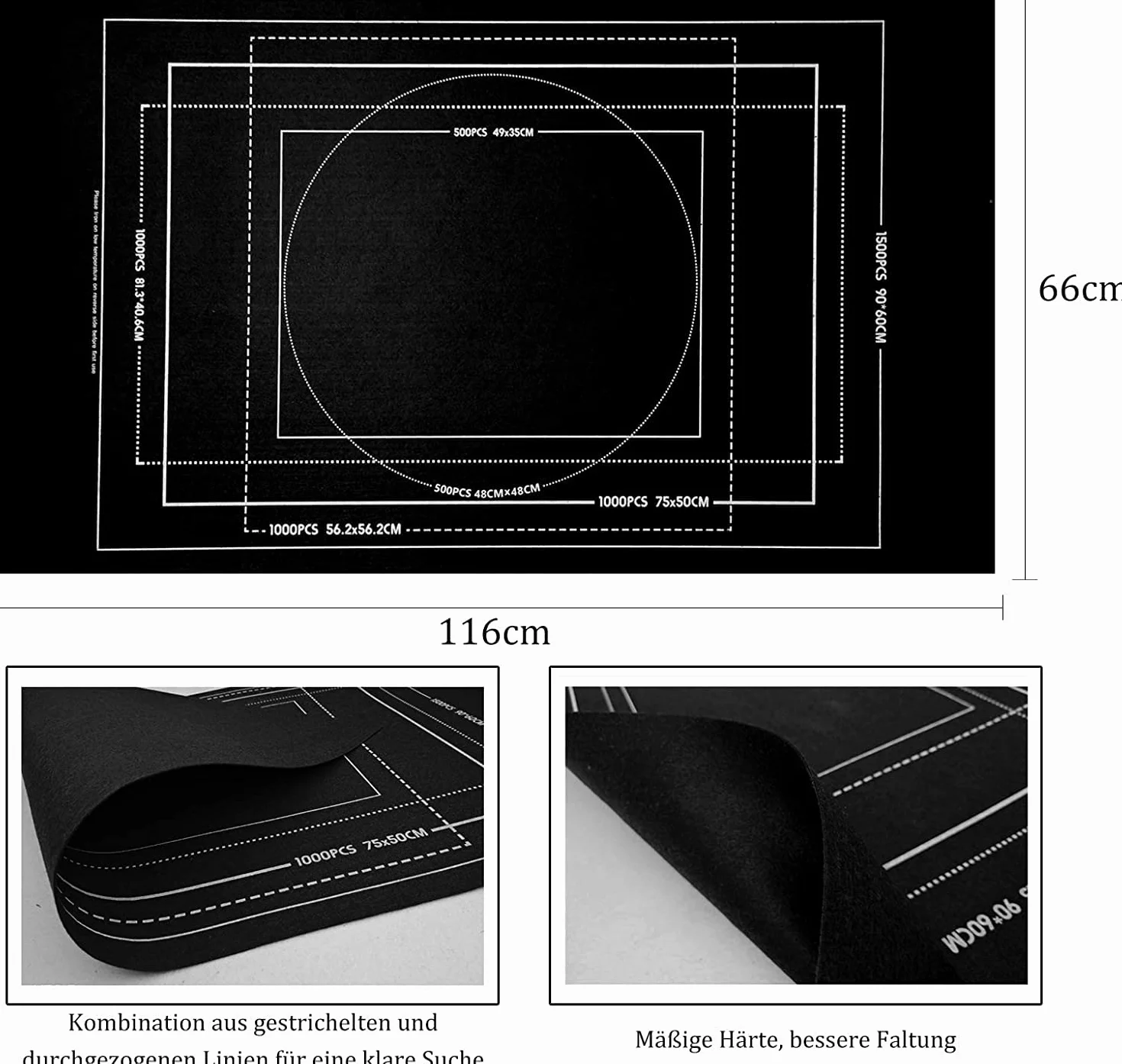Celawork Alfombrilla Enrollable para Rompecabezas para rompecabezas 1000 1500 2000 3000 Piezas Salvapuzles Almohadilla de Almacenamiento para Rompecabezas (Negro, para 1500)
