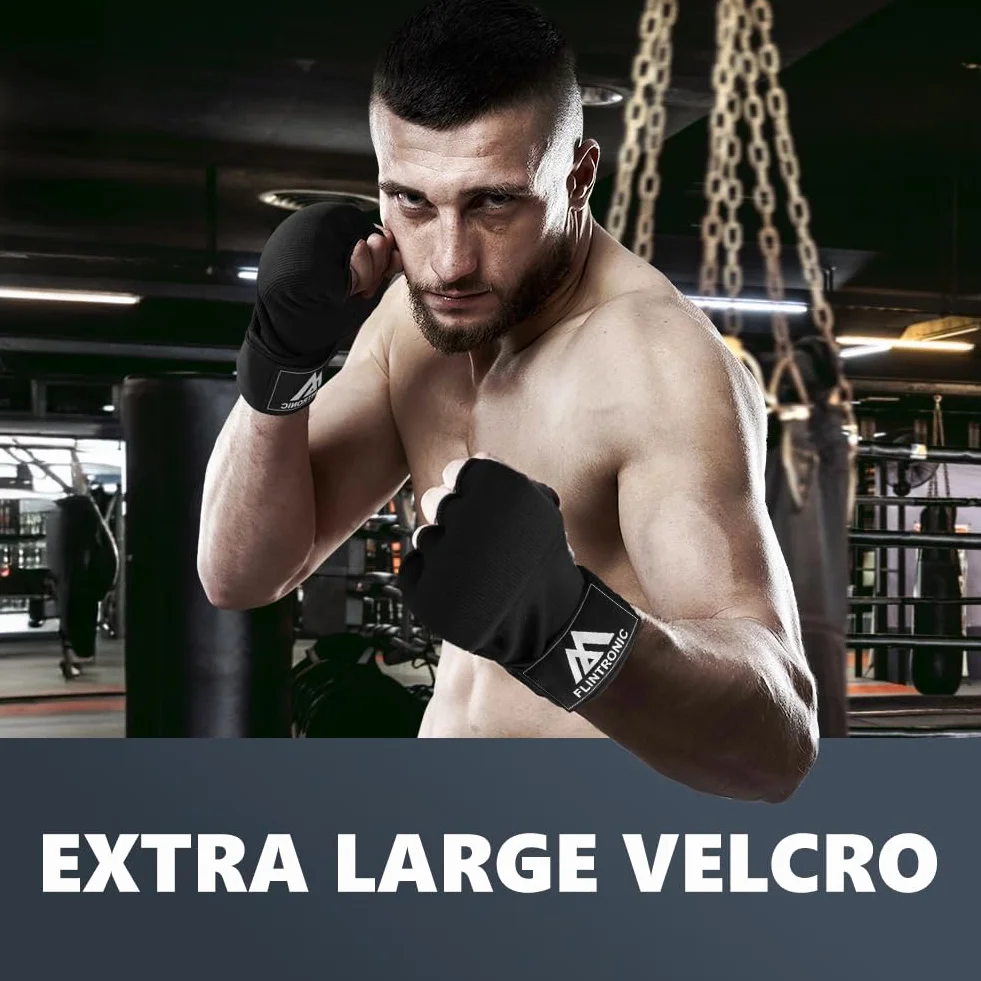 Flintronic Guantes de Boxeo 95cm Correa de Muñeca Acolchado Protección para Manos Muay Thai MMA