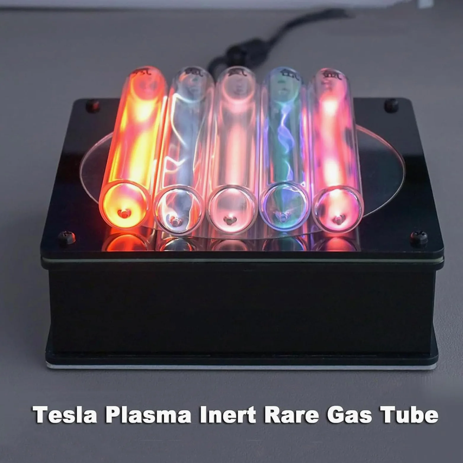 Lámpara con 5 Tubos De Plasma, Dispositivo Luminoso De Vidrio con Tubos De Plasma, Luz De Neón con Gases Raros, para Decoración De Fiestas, Señal De Advertencia para Actividades Al Aire Libre