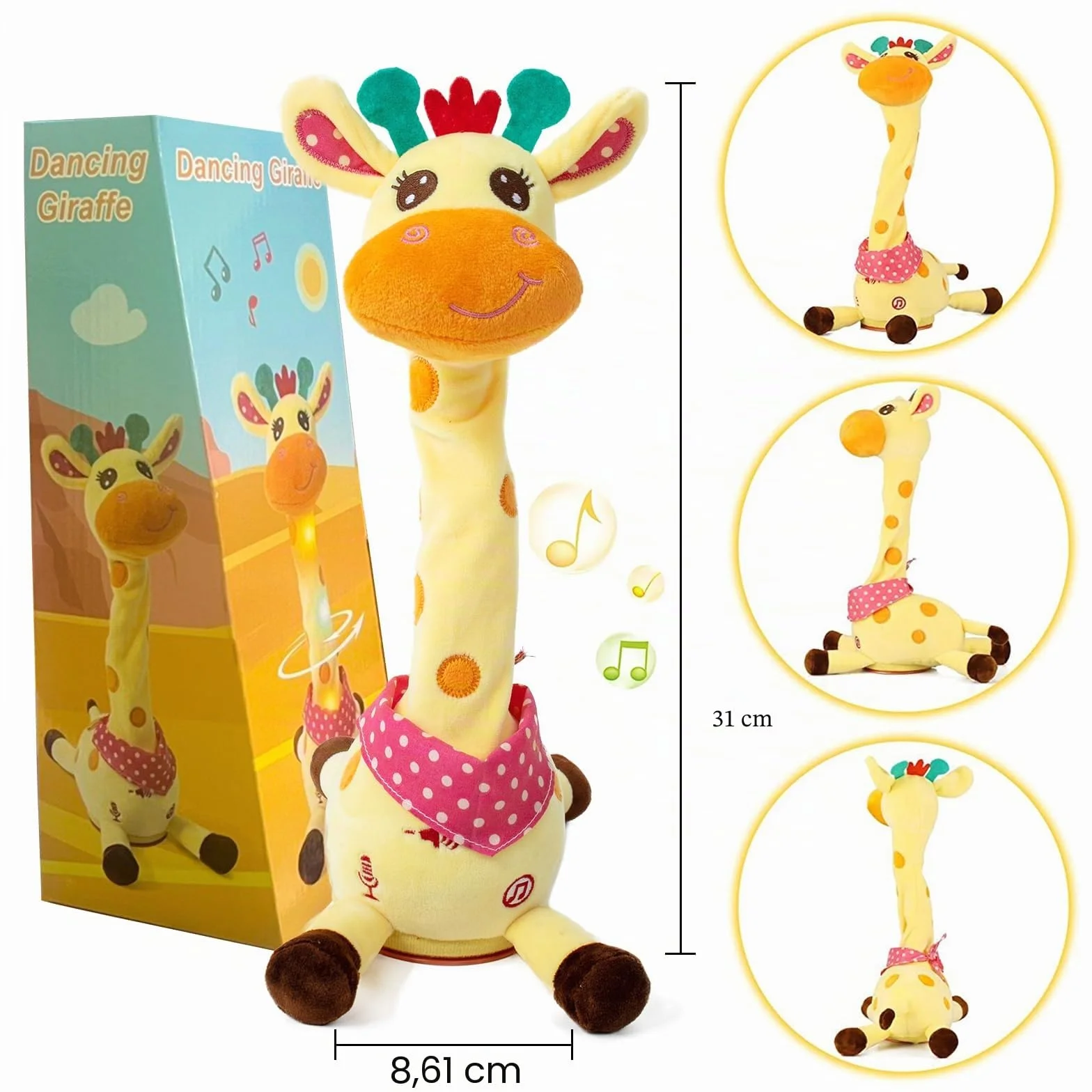 Jirafa Bailarín Peluche Musical Parlanchín con Volumen Ajustable Juguete para Bebés