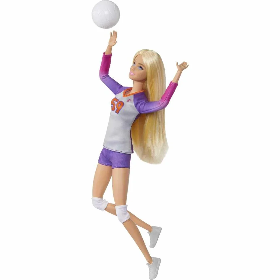 Barbie Tú Puedes ser Made to Move Jugadora de Voleibol Muñeca Rubia Profesiones con Accesorios, Juguete +3 años (Mattel HKT72)