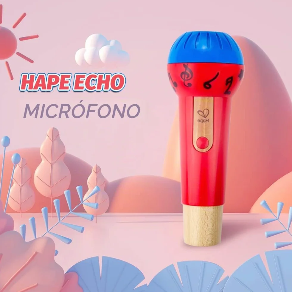Hape Micrófono Eco Prodigioso, Micrófono de Juguete con Amplificador de Voz Sin Pilas para Niños y Niñas a Partir de 1 Año (el embalaje puede variar)