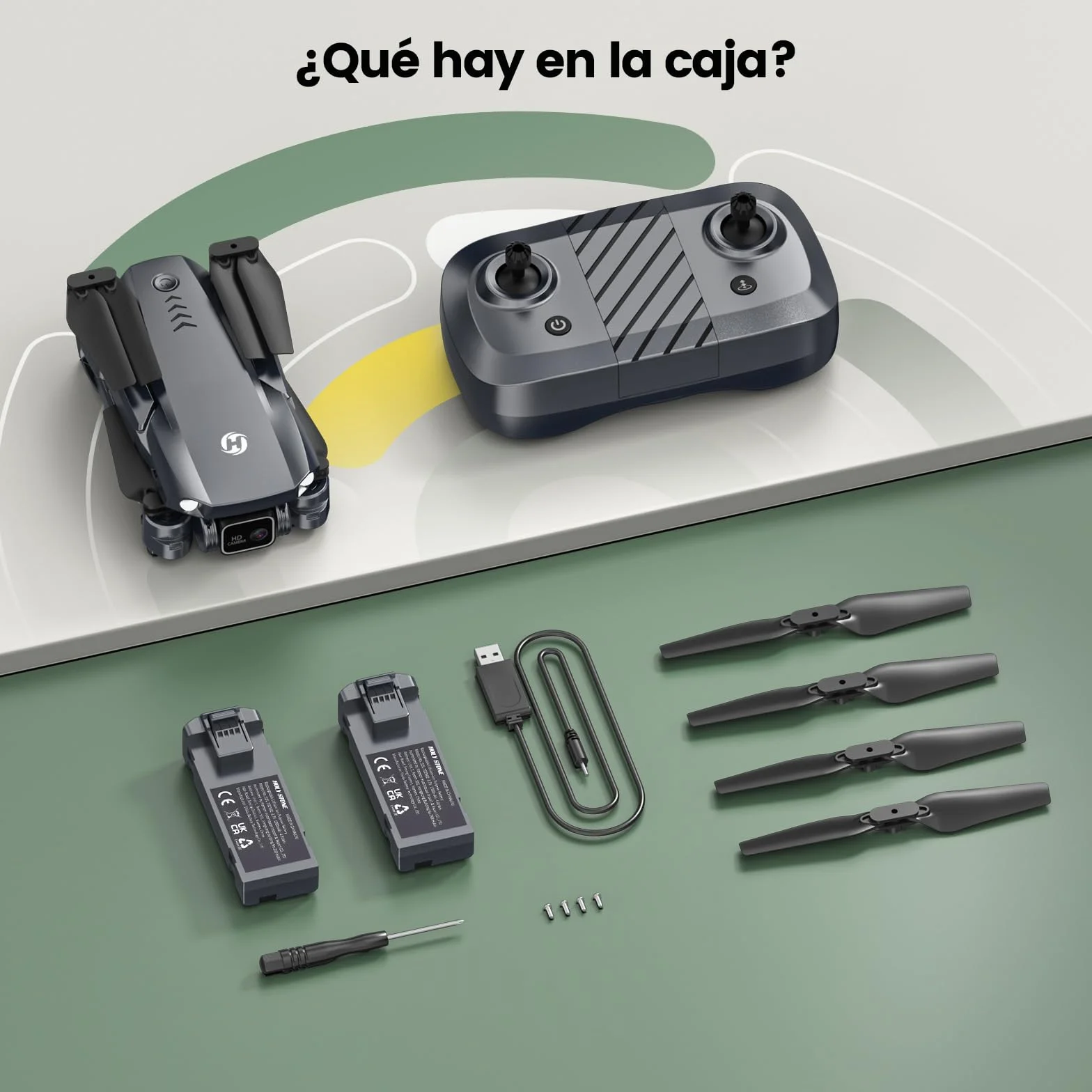 Dron plegable Holy Stone HS290 con cámara FPV HD de 1080P, cuadricóptero RC con flujo óptico, control por aplicación, 3 velocidades, 2 baterías modulares, regalo de juguete cristiano para niños, C0