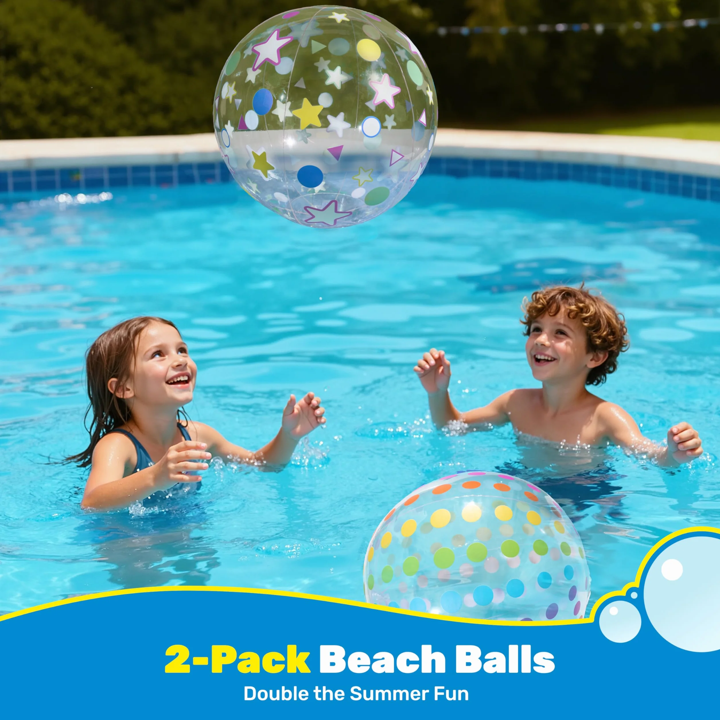 SYNCFUN 2 pelotas de agua hinchables, pelota de playa, pelota de agua para niños y adultos, juguete de fiesta de verano en la piscina