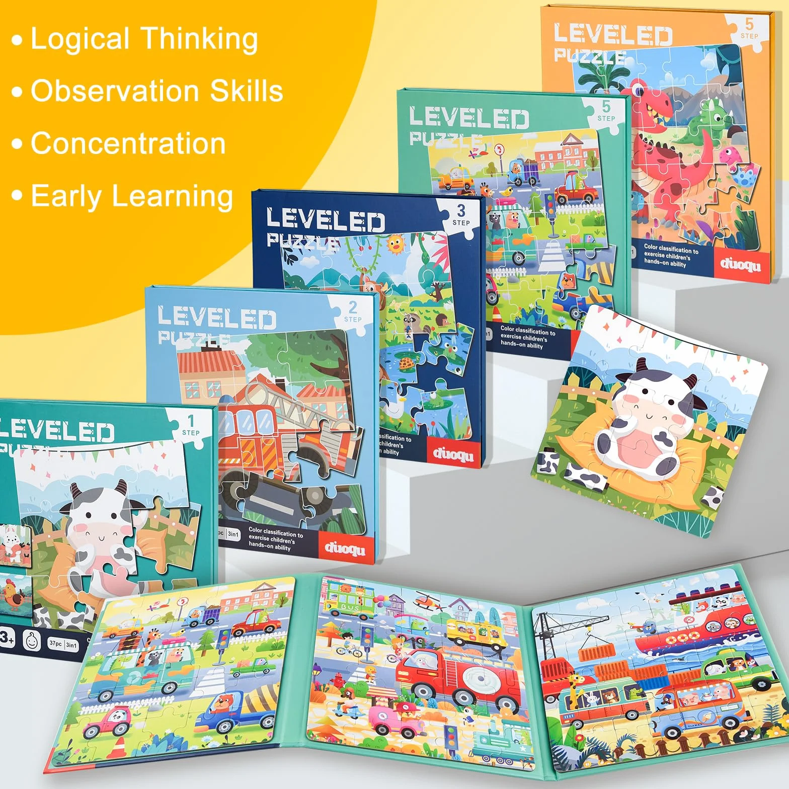 ASTARON Puzzle Magnético para Niños, Rompecabezas de Dinosaurios 25-30-42 Piezas, Juguetes de Viaje Educativos