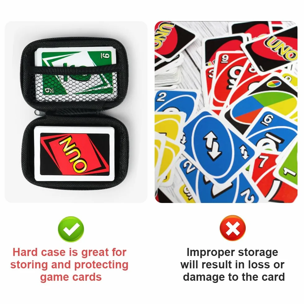Aolso Estuche Funda Compatible con el UNO Juego de Cartas, 2 Piezas Organizador Portátil Impermeable Que, Caja de Almacenamiento para Tarjetas, Caja de Almacenamiento de Cartas(Negro/Rojo)