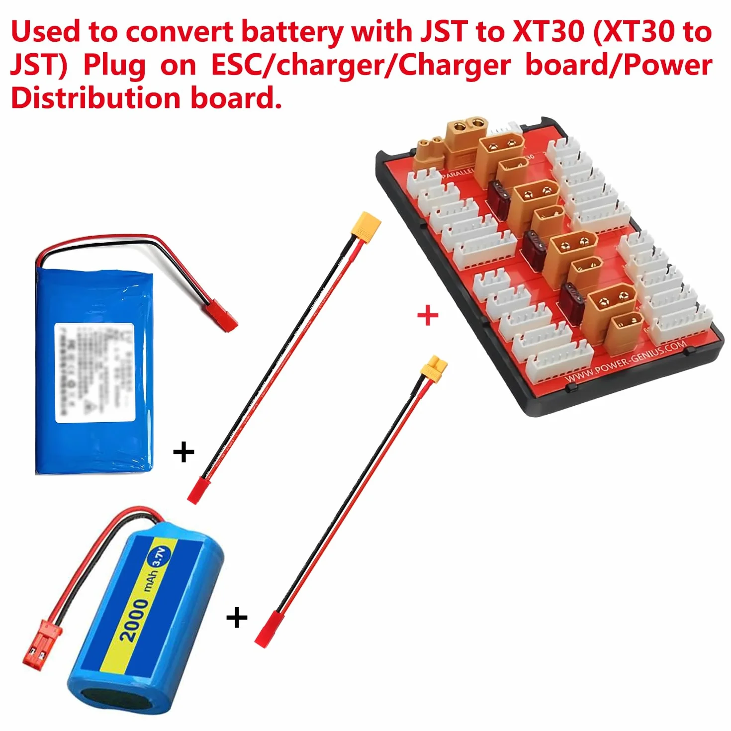 YIXISI 4 Piezas XT30 a JST Cable de Adaptador, JST Conector a XT30 Conector con Cable de Silicona 15cm 20AWG, para Vehículos RC y Baterías Lipo