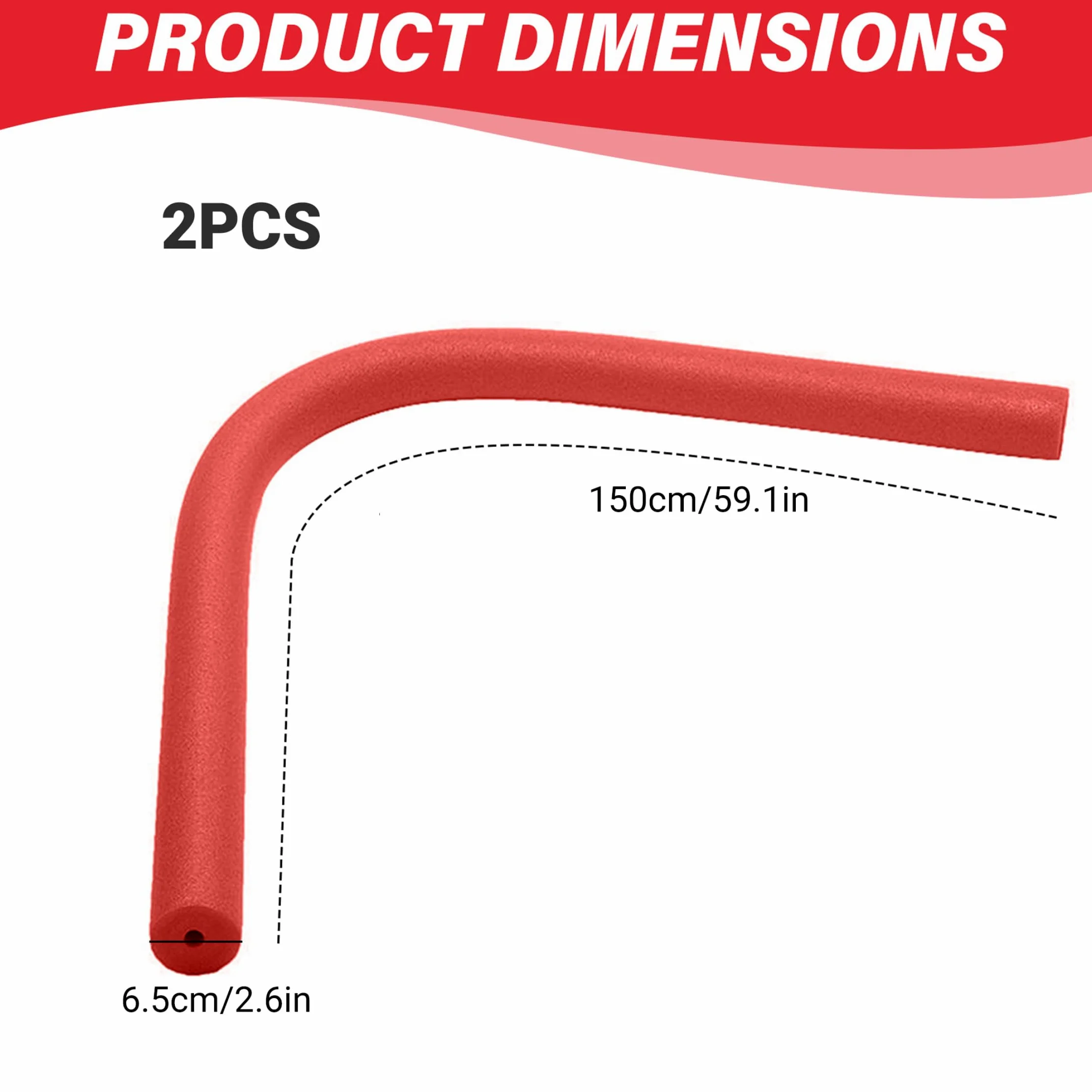 Paquete de 2 Tubos de Espuma para Fideos de Piscina Jumbo flotadores de Fideos de Piscina Huecos Extra densos y Suaves y Gruesos Rojo 59 Pulgadas de Largo