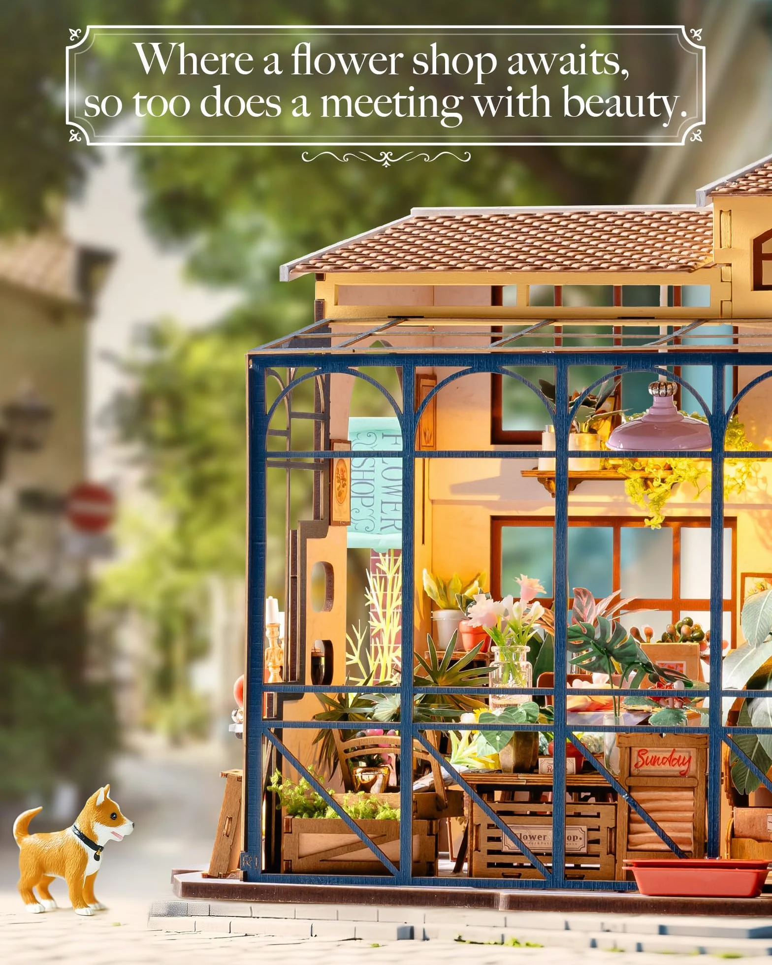 Rolife Casa de Muñecas en Miniatura La Floristería de Emily Casa de Muñecas de Madera para Adultos Book Nook Librería Decoración del Hogar Regalo Cumpleaños