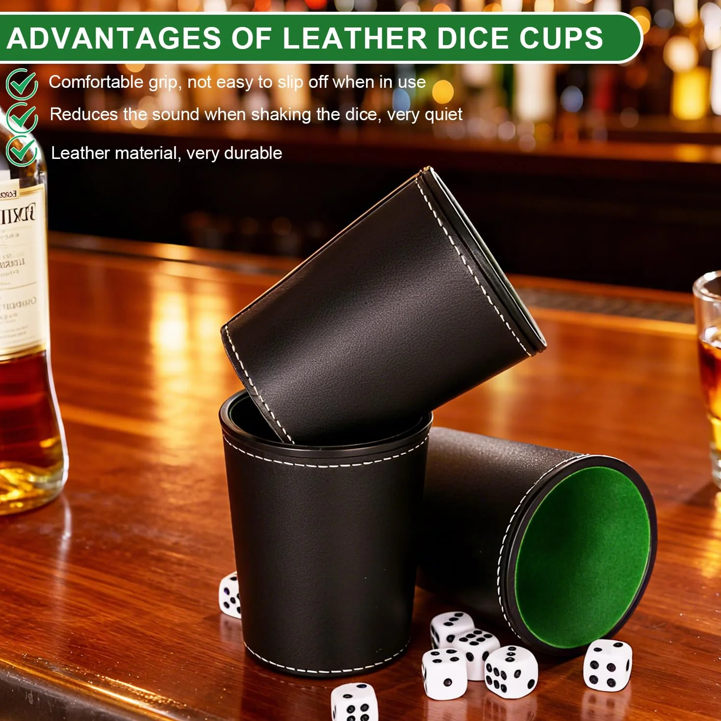 6 Piezas Juego de Tazas de Dados de Cuero con 36 Dados para Juegos de Mesa,Juegos de Fiesta y Reuniones Familiares