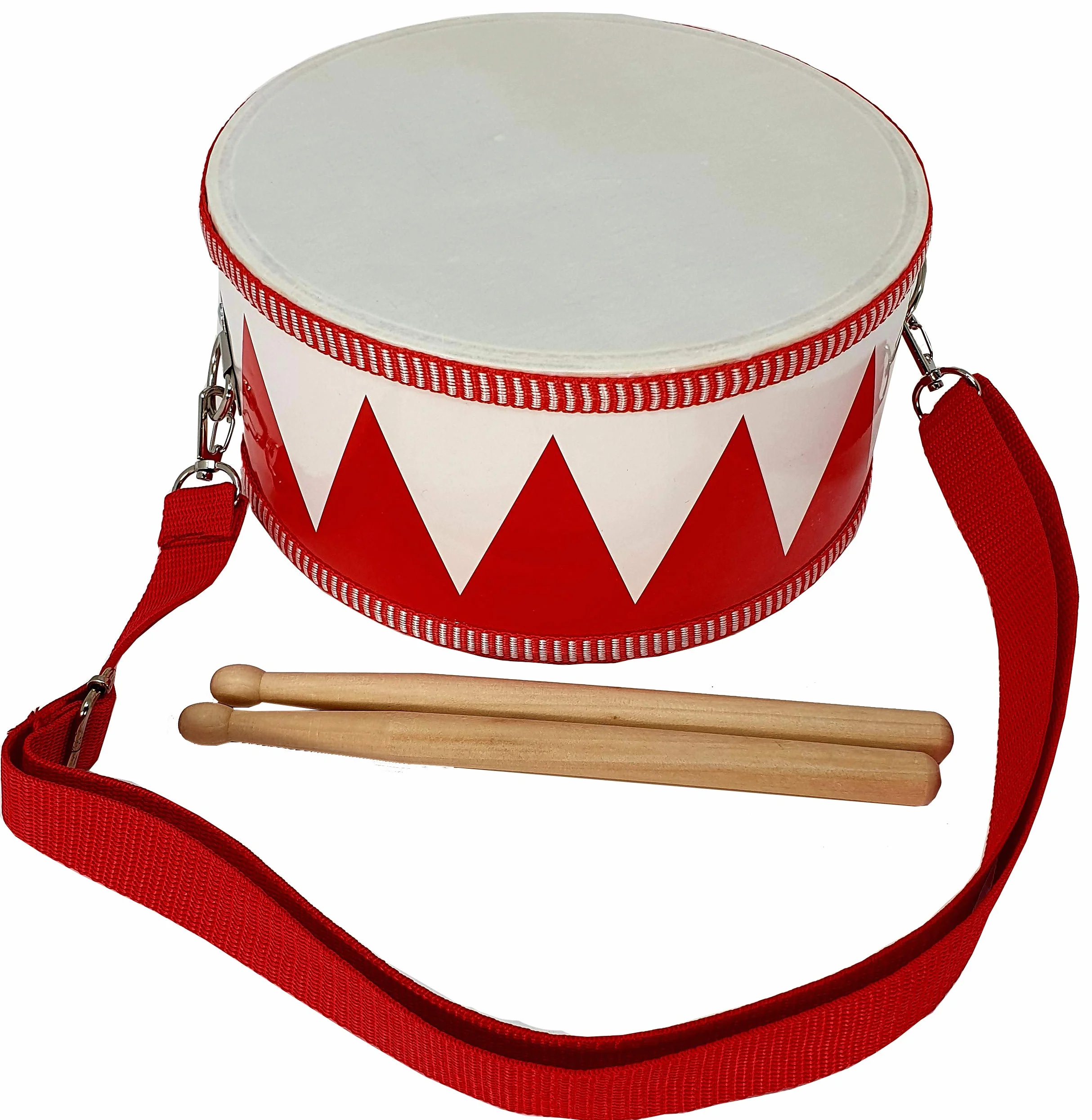 MLI, Tambor de Madera para Niños FOREST TGE Correa y Baquetas, Instrumento Musical, Dibujos Rojos y Blancos - Rockmusic