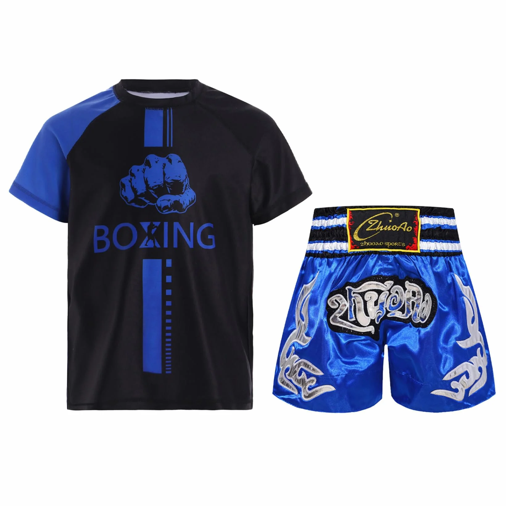 Conjunto de pantalones cortos y camiseta de boxeo para chicos Muay Thai MMA Kick Boxing