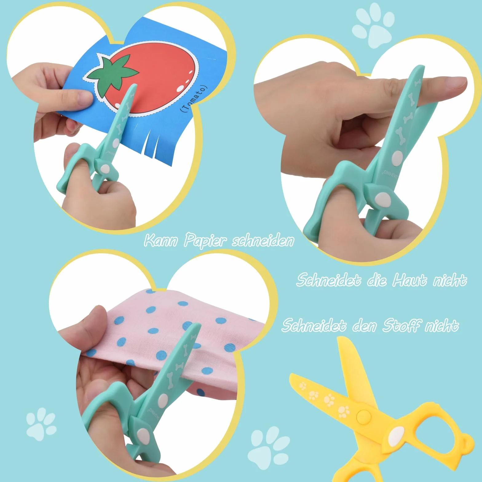 DealKits Juego de Corte Para Niños - 2 Tijeras de Seguridad + 48 Hojas - Actividades Divertidas Para Preescolar y Guardería - DIY