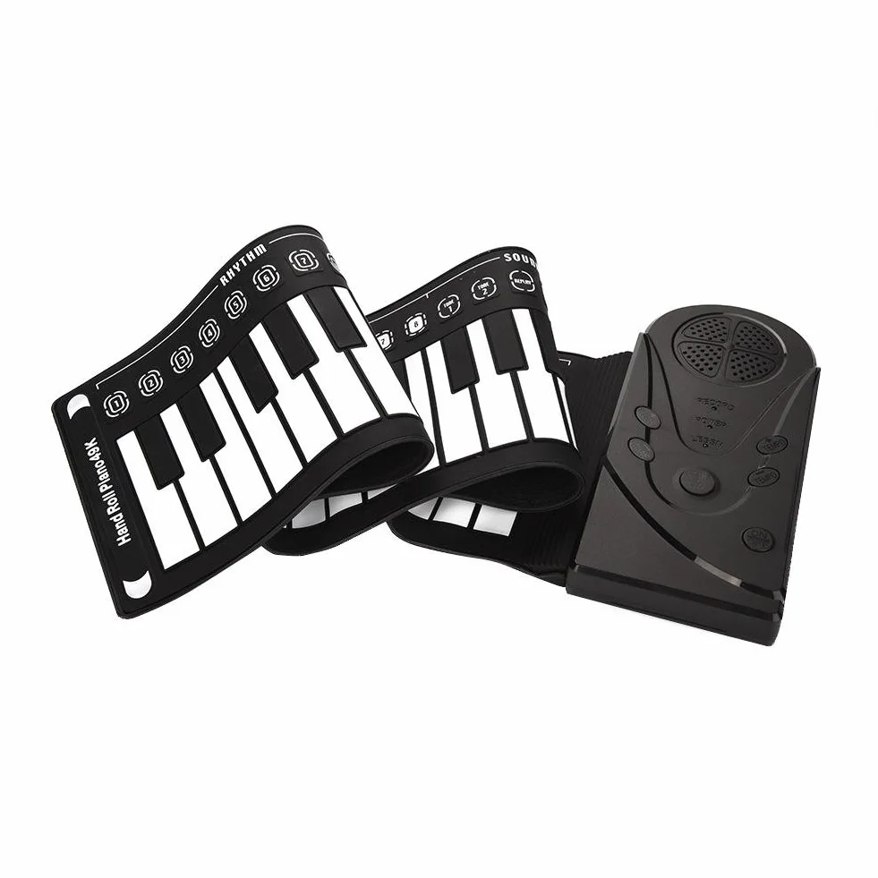 Teclado electrónico, 49 teclas portátil, piano roll-up compacto, fácil de usar, diseño ligero, para niños principiantes, entretenimiento familiar, aprendizaje musical