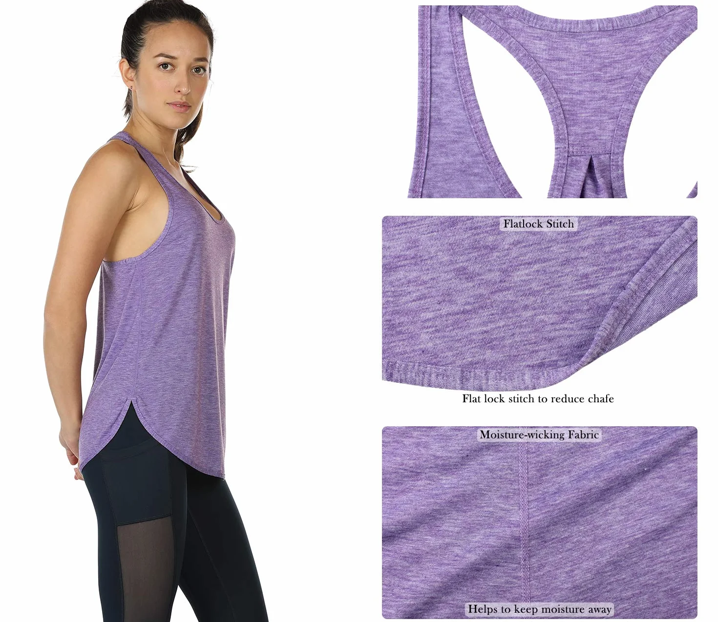 Icyzone Camiseta sin Mangas Yoga Deportiva Mujer Chaleco Pack de 2