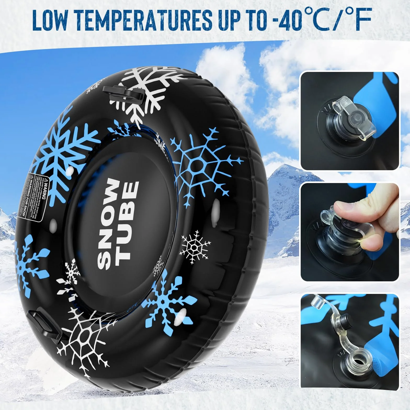 Tubo de nieve inflable de 45 pulgadas con asas, 0.6 mm de grosor, trineo resistente para niños y adultos