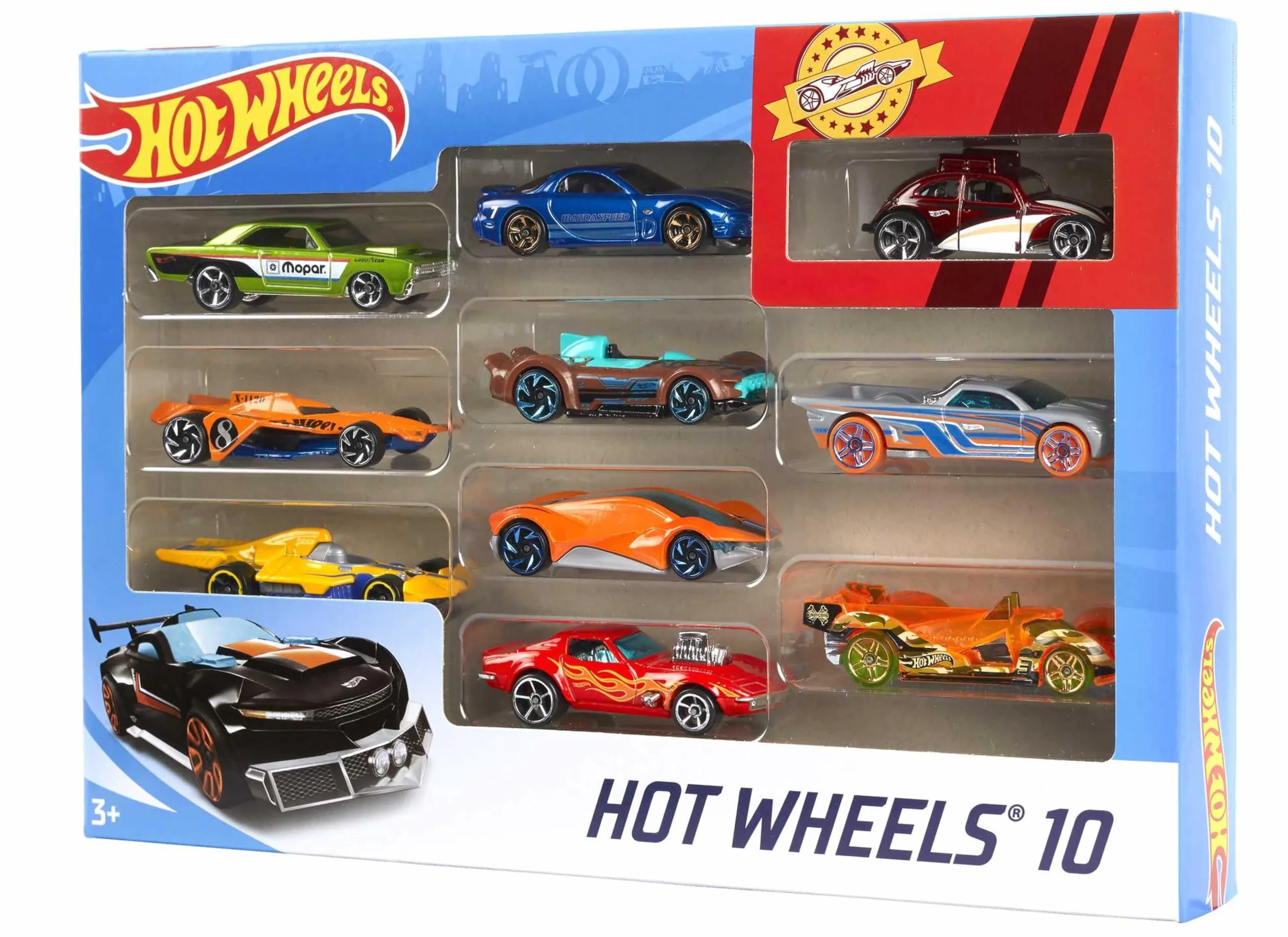 Hot Wheels Pack de 10 Vehiculos, Coches de Juguete (Modelos Surtidos, selección aleatoria), 54886