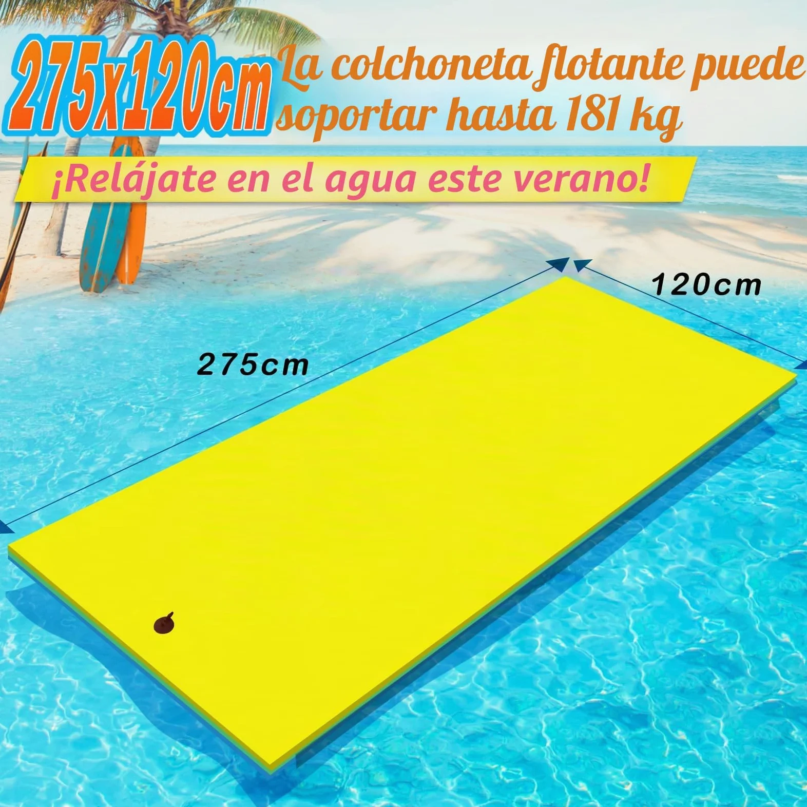 CTSC Colchoneta Piscina Adultos, Colchoneta Agua, Alfombra Flotante, Floating Mat XPE de 3 Capas Resistente a los Desgarros