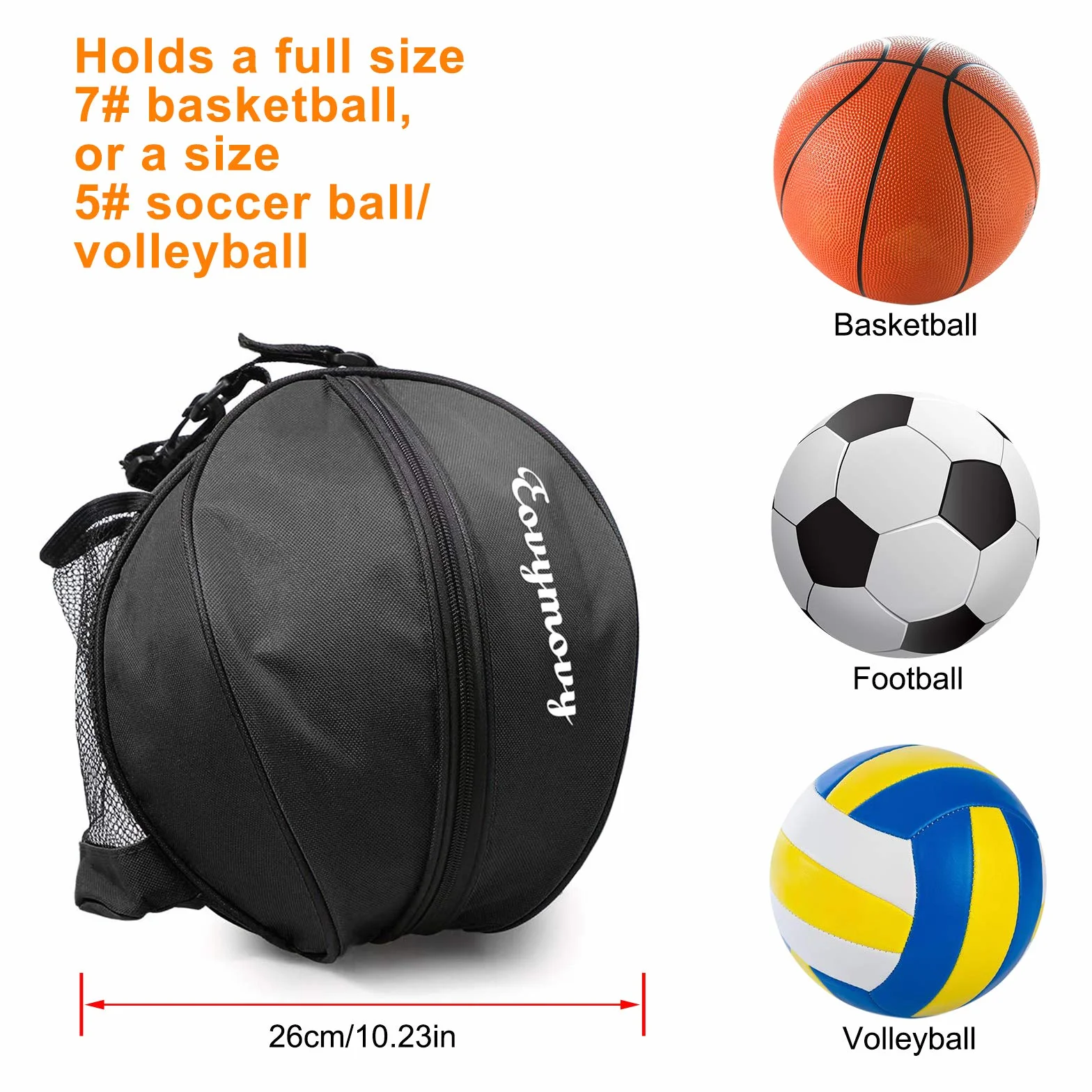Bolsa de Baloncesto Portátil, Bolsa de Hombro para Balón de Baloncesto, Fútbol y Voleibol