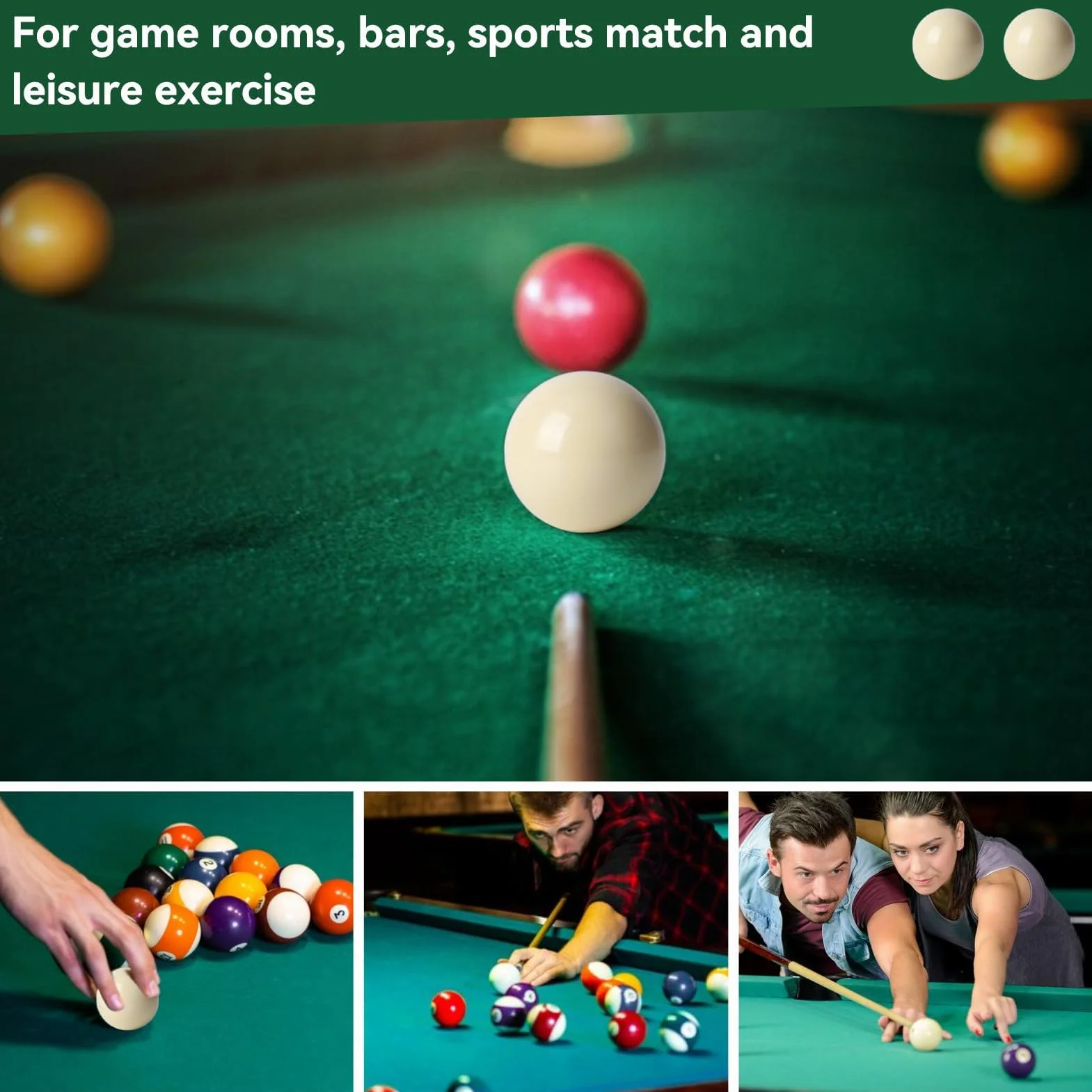 Bola Blanca de Billar Snooker 2 Piezas 5,72cm Resina Estándar para Entrenamiento