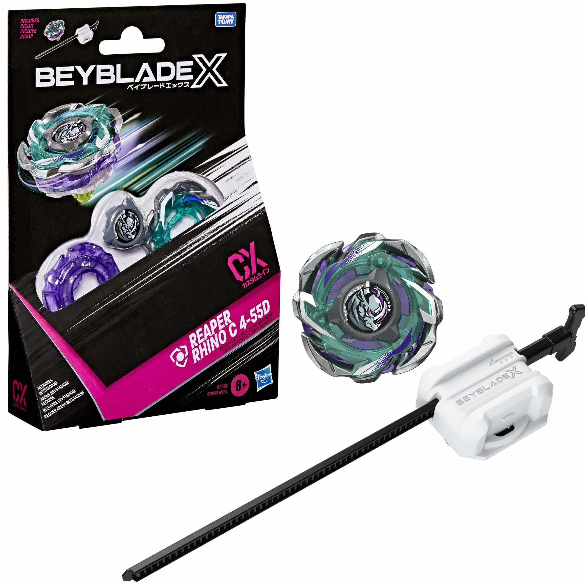 Beyblade X Reaper Rhino C 4-55D CX Kit Inicial Takara Tomy Tipo Defensa Lanzador