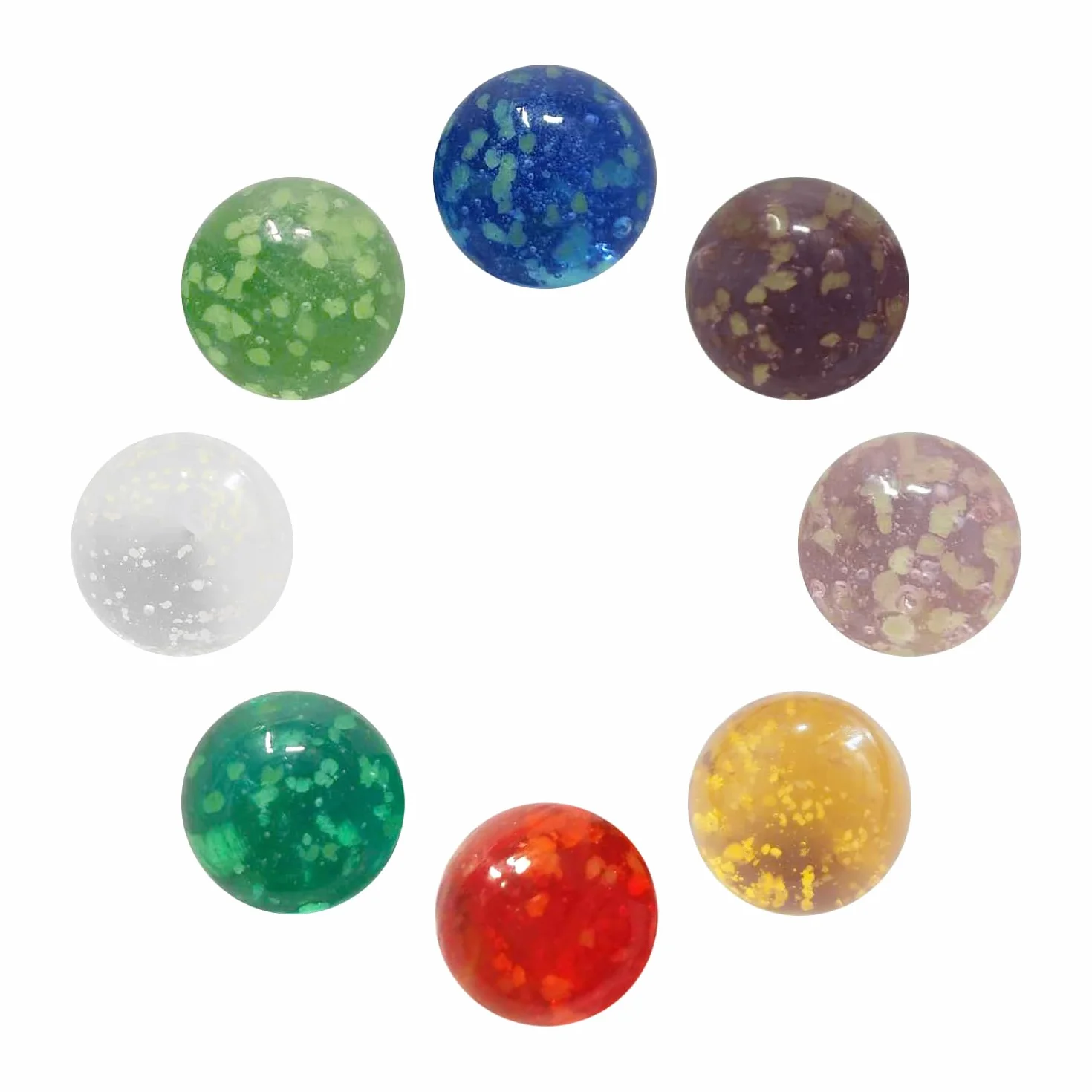 Rumyve 8 canicas de vidrio Iuminosas, canicas moteadas coloridas, bolas de mármol de colores para ejecutar juegos, proyectos de bricolaje o decoración del hogar