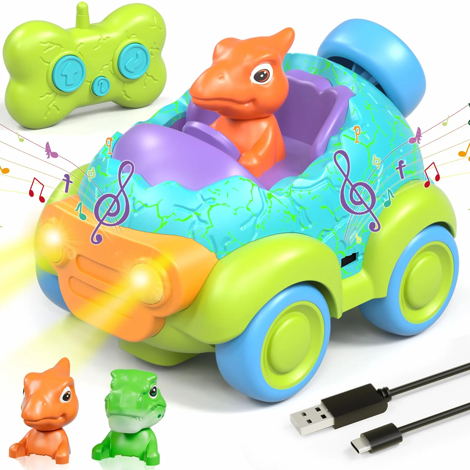 Lehoo Castle Coche Teledirigido Niños 3 Años, Dinosaurios Juguetes con Luces y Música, Juguete Niño 3 4 5 6 7 Años