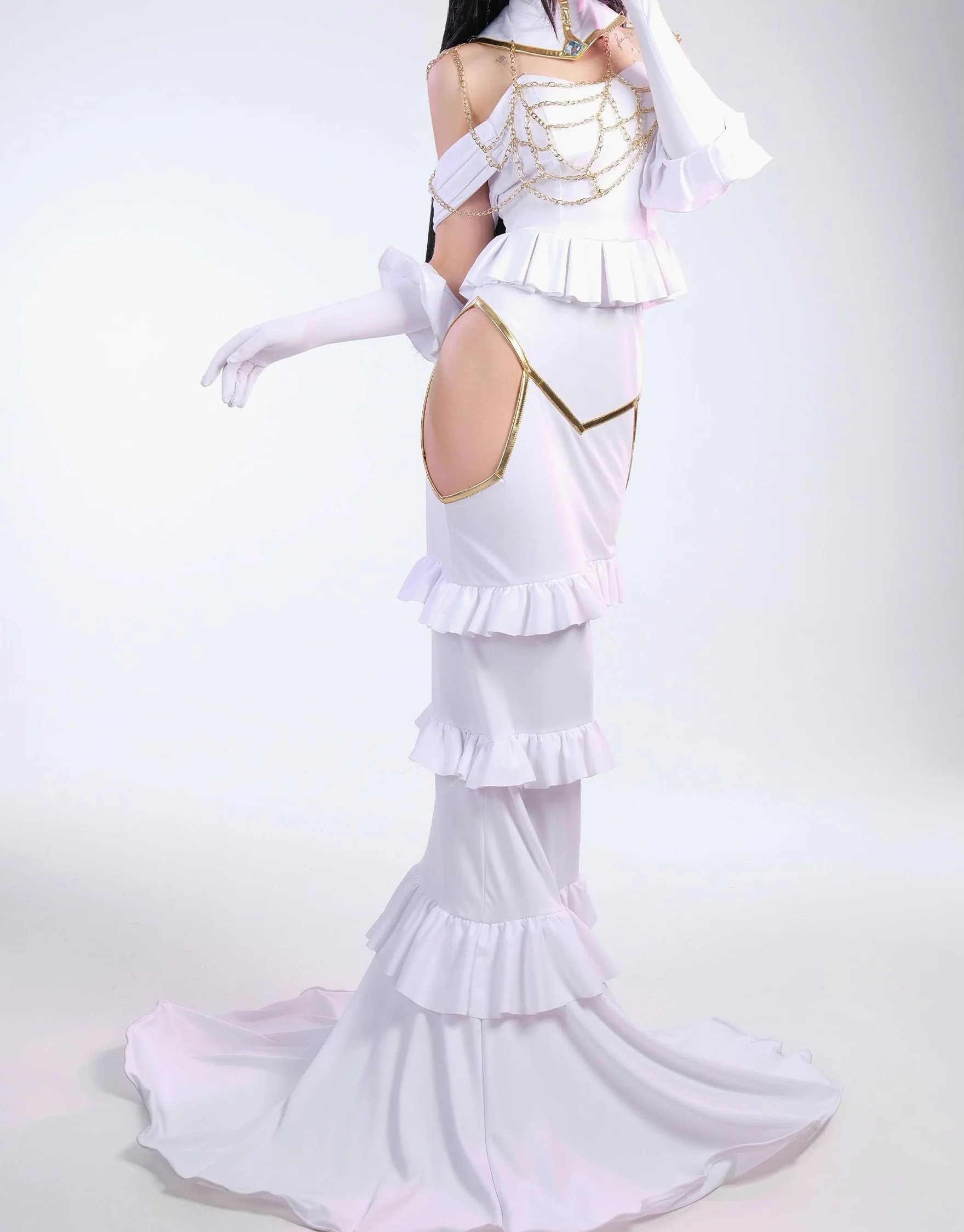 Cosplay.fm Disfraz de anime para mujer, con collar, collar, cuernos para Albedo Cosplay (L, blanco)