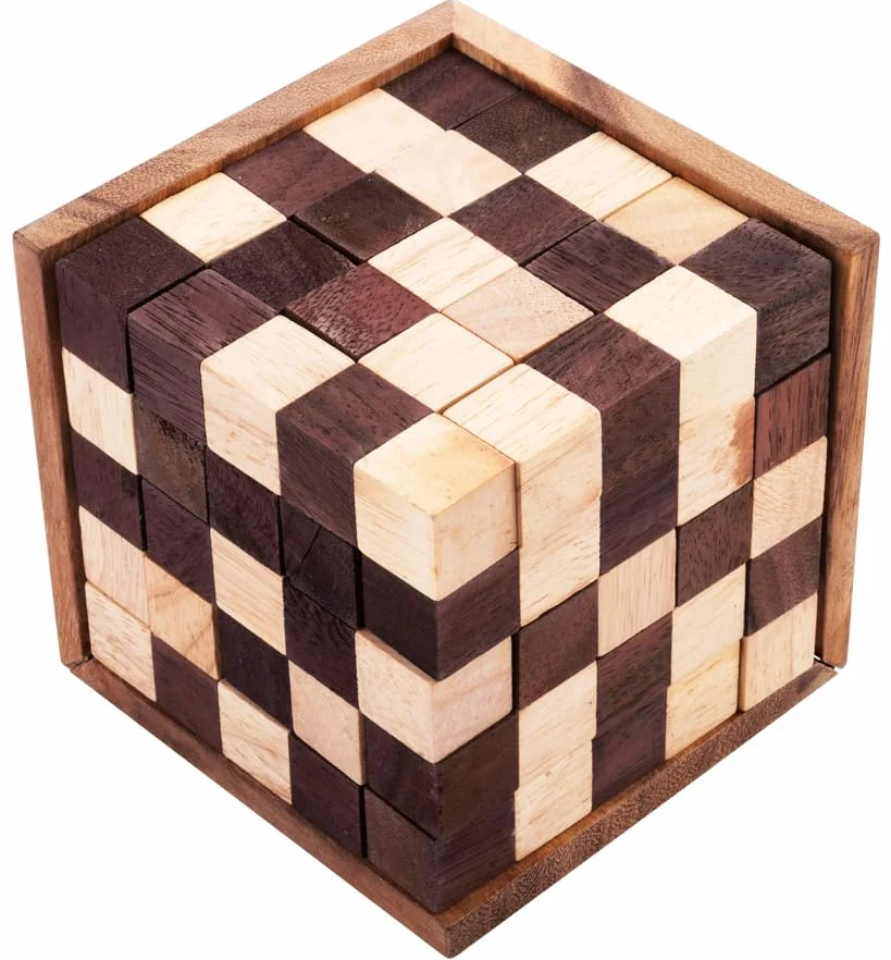 Engelhart Cubos Rompecabezas de Madera 25 Piezas Nivel difícil 14 x 14 x 14 cm