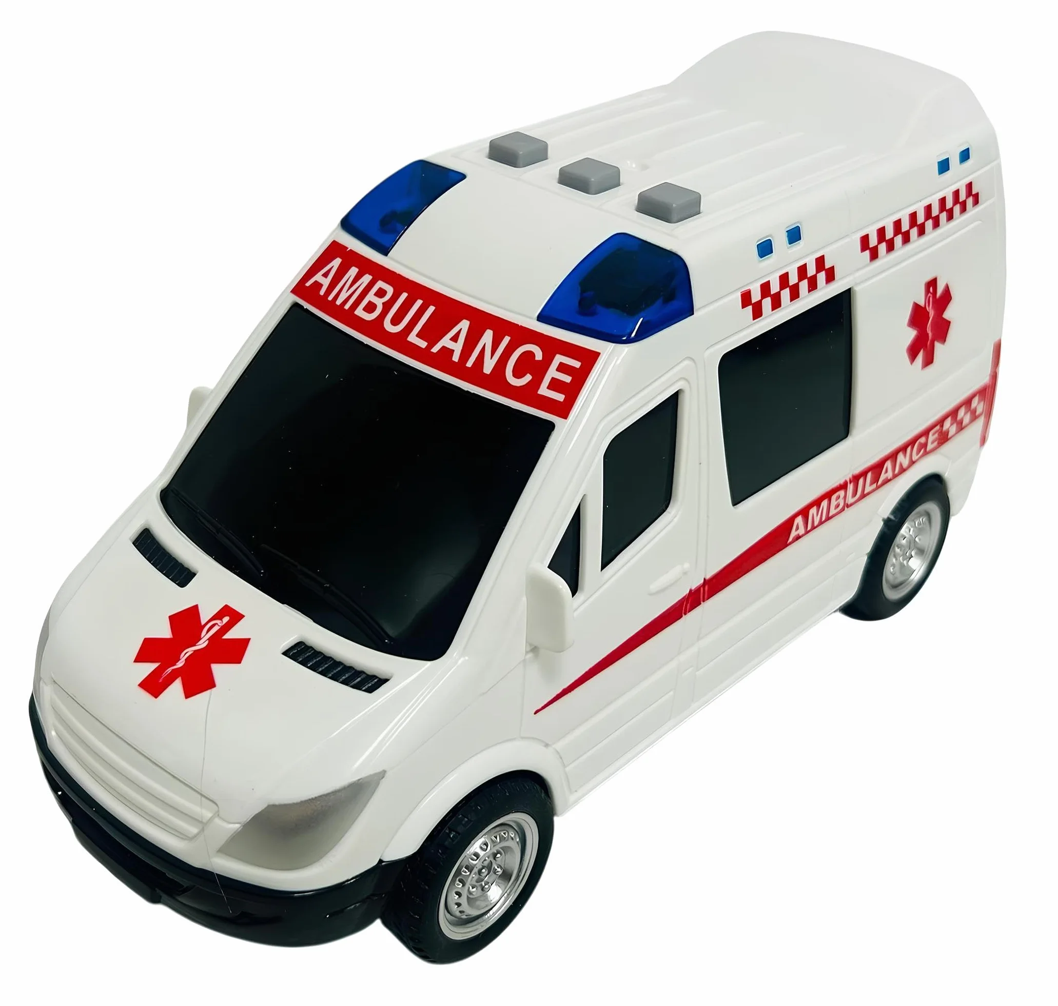 Ambulancia - Juguete con luces y sonidos reales, movimiento de embrague, ambulancia, grande, 18 cm, primeros auxilios con luces y sonidos, ambulancias para niños, con movimiento de embrague, sirenas