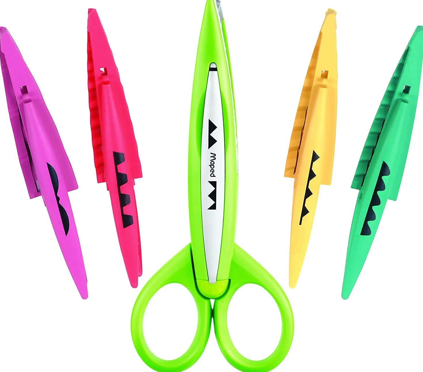 Maped - Tijeras para Niños - Estuche con 1 Montura para Recortes Creativos - Incluye 5 Juegos de Cuchillas Intercambiables - Tijeras Infantiles para Crear Divertidas Formas