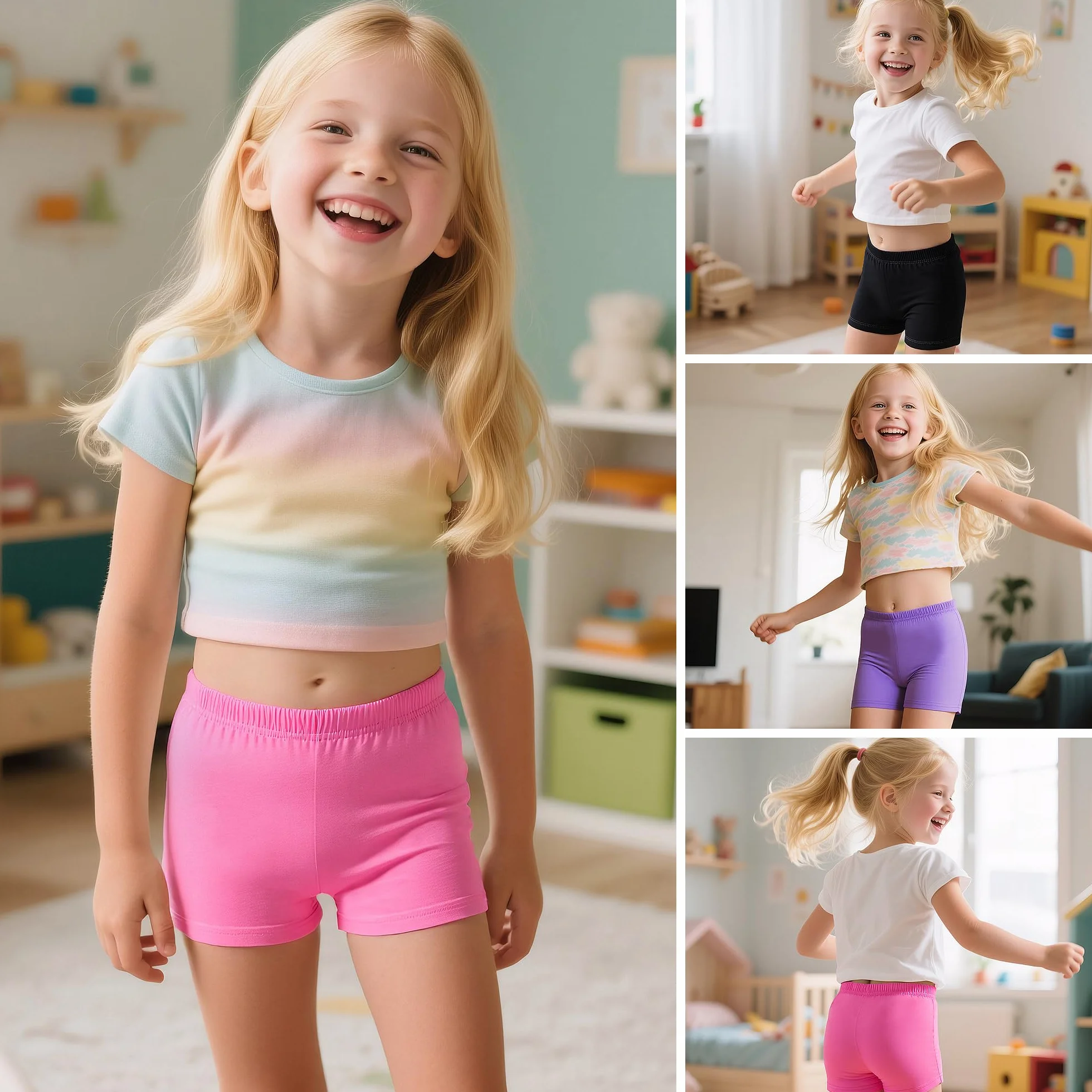 Shorts de Ciclismo Algodón para Niñas Pack 3 Elástica Transpirable Deportivo Correr Danza 5-16 Años