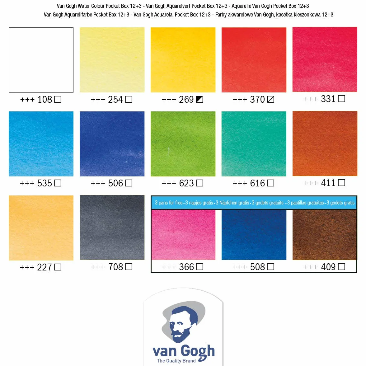 Estuche Pocket Box 12+3 Acuarela Van Gogh