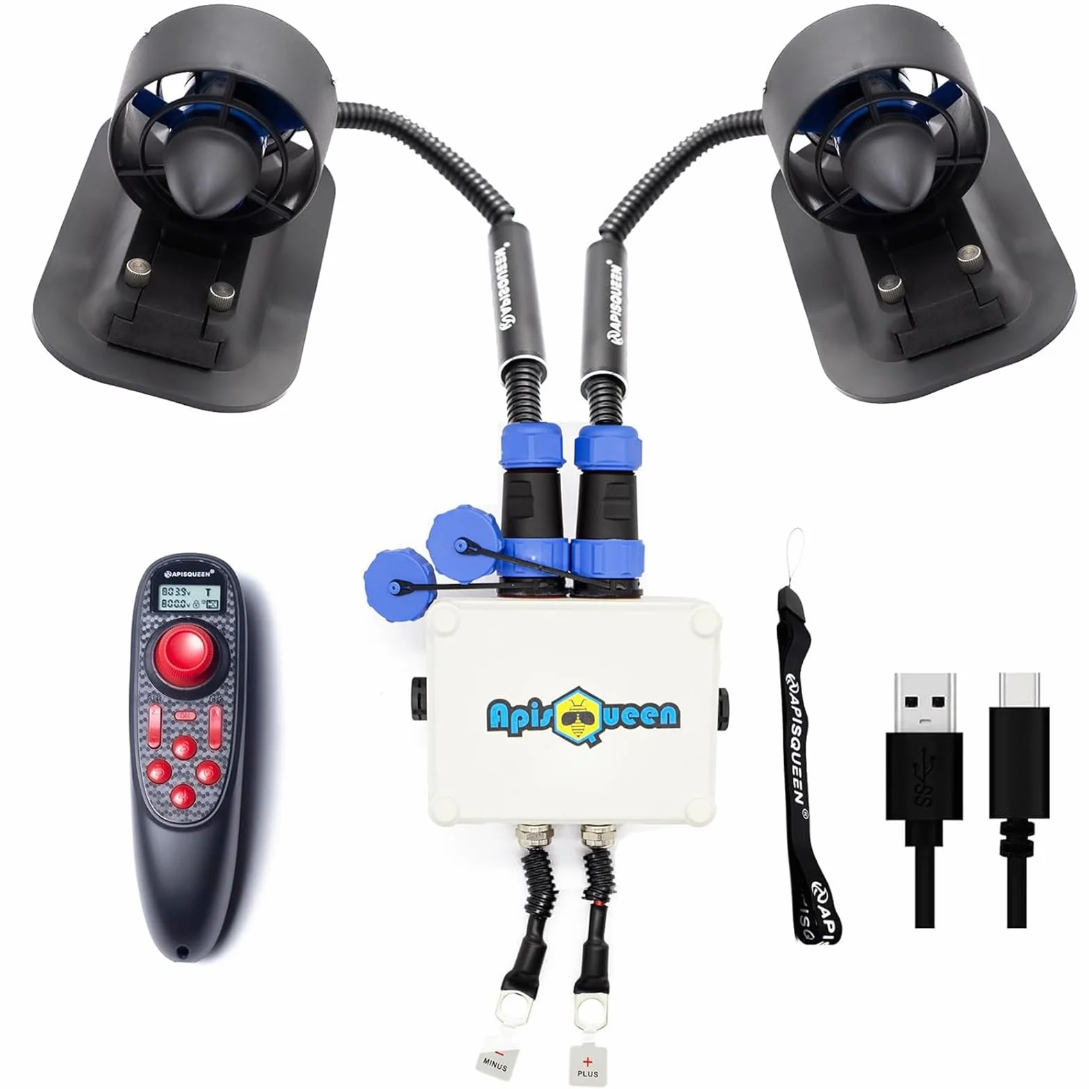 12-16 V Thruster submarino U2 Set, fuerza de accionamiento total 3,40 kg, puede empujar 100 kg, velocidad 1-3 km/h, motor sin escobillas para barcos de pesca y ROVs