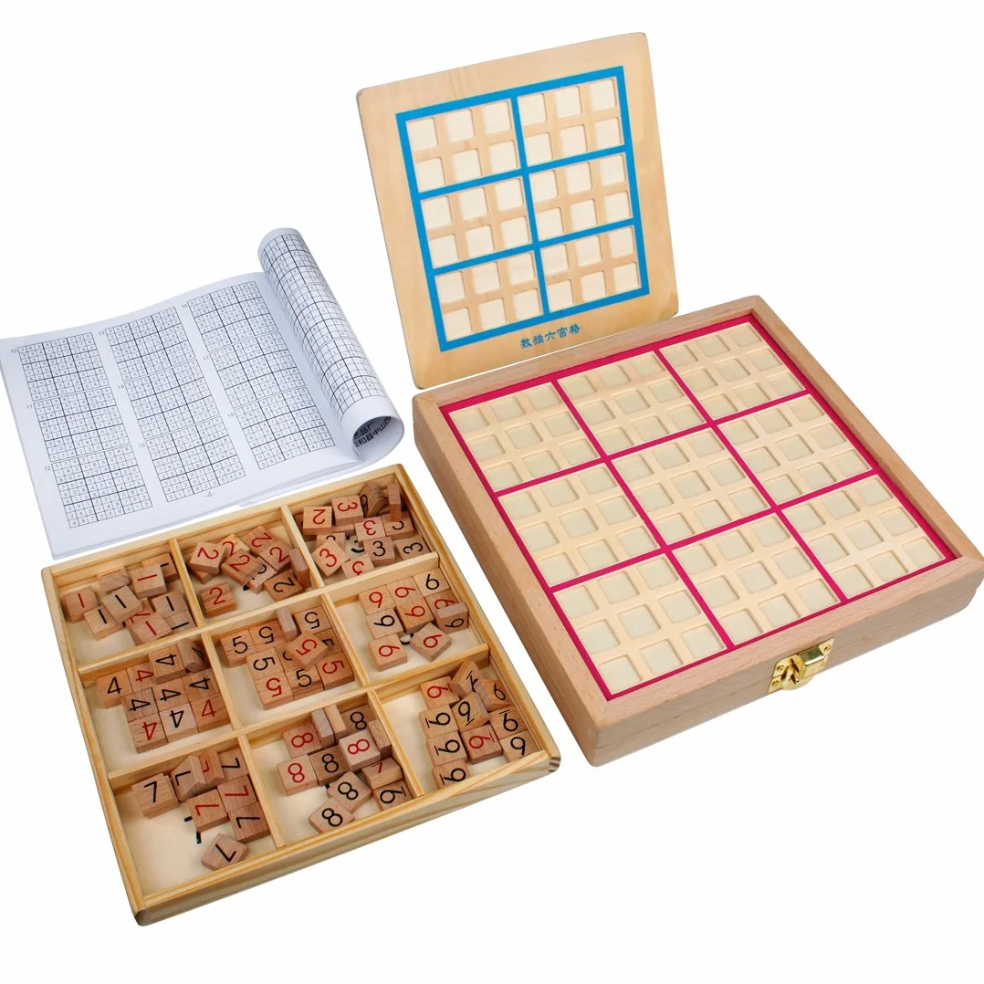Andux Zone Sudoku Tablero Caja 3-en-1 De Madera Número de Lugar Juguete SD-03 (Rosado)
